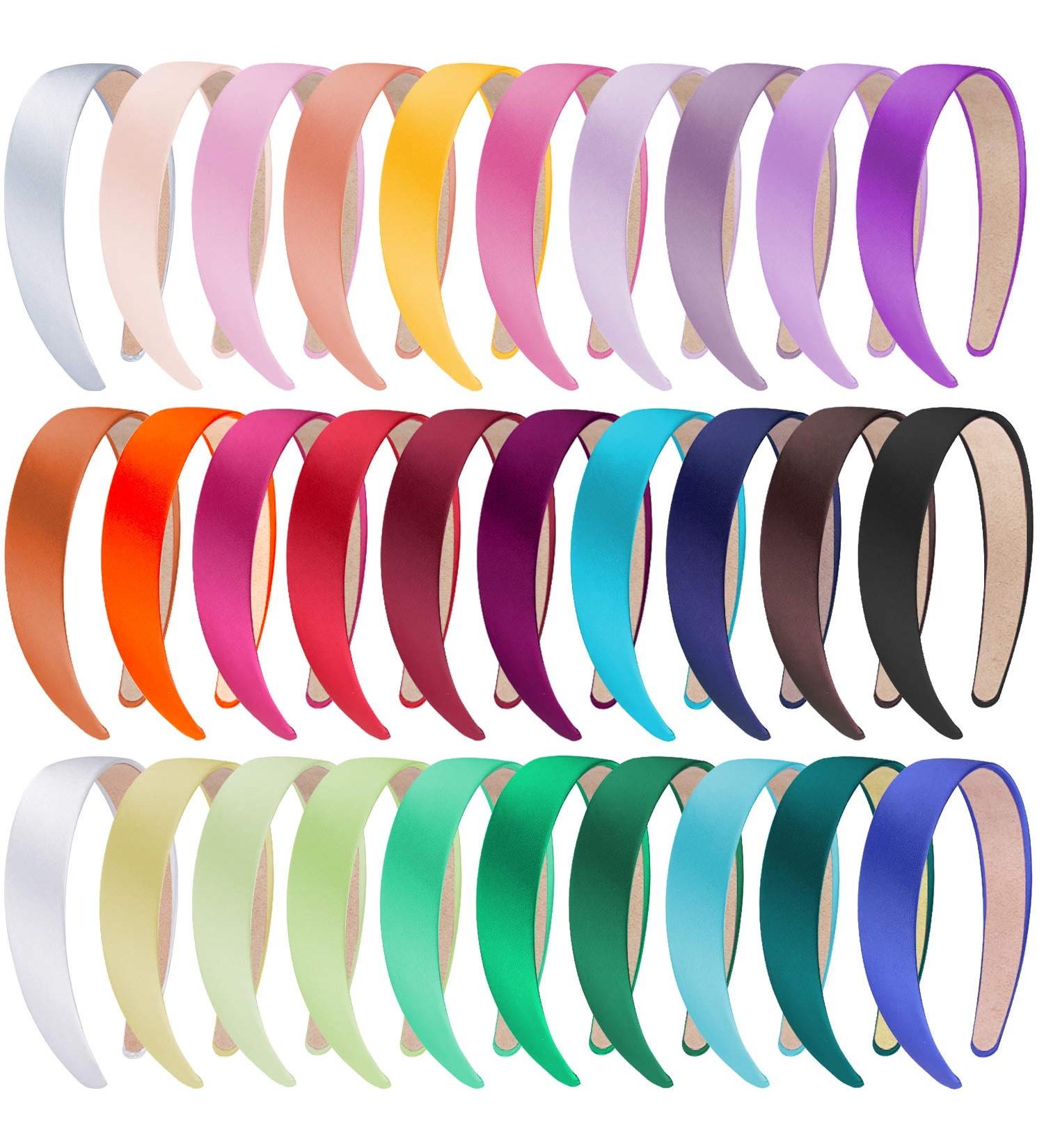 SIQUK Satin Headbands - 30 Pack 1 Inch Hard Non-Slip Colorful DIY Hair Accessories for Women and Girls - Buy Online on GoSupps.com