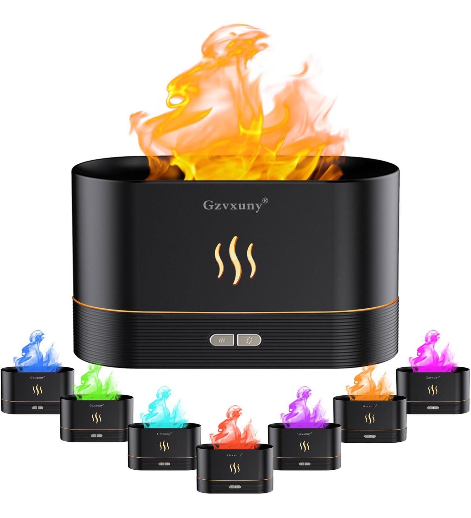 Flames Aroma Diffuser - 7-Color Light Essential Oil Humidifier for Home Office Yoga & Kids - Automatic Switch-Off (Black) - Buy Online on GoSupps.com