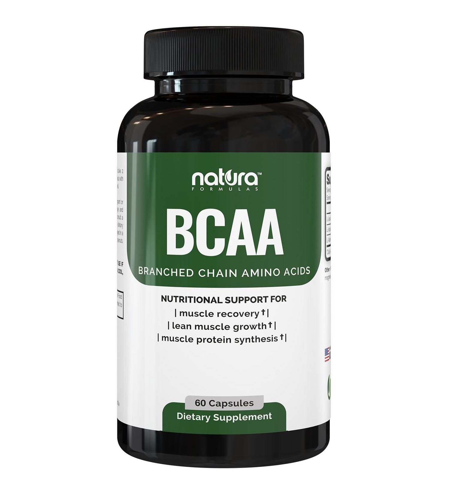 Natura BCAA Capsules - All Natural BCAAs for Recovery and Muscle Growth - Essential 2 1 1 Ratio - Pre & Post Workout Supplement - Buy Online on GoSupps.com