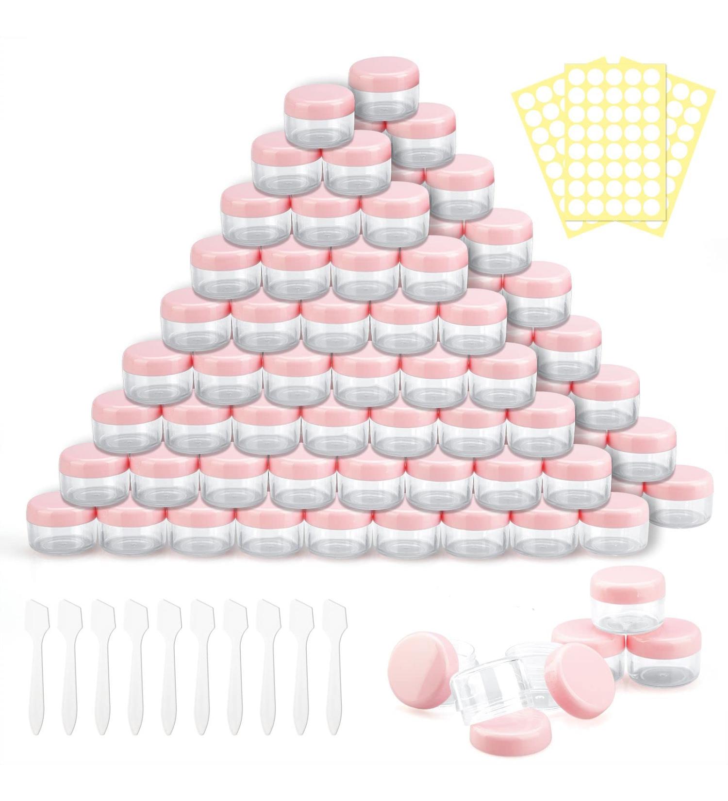 100 Pieces Mini Clear Cosmetic Bottles 5ml - Transparent Cream Glass Containers for Lip Balm & Lotion - Screw Cap Rice Set - Buy Online on GoSupps.com