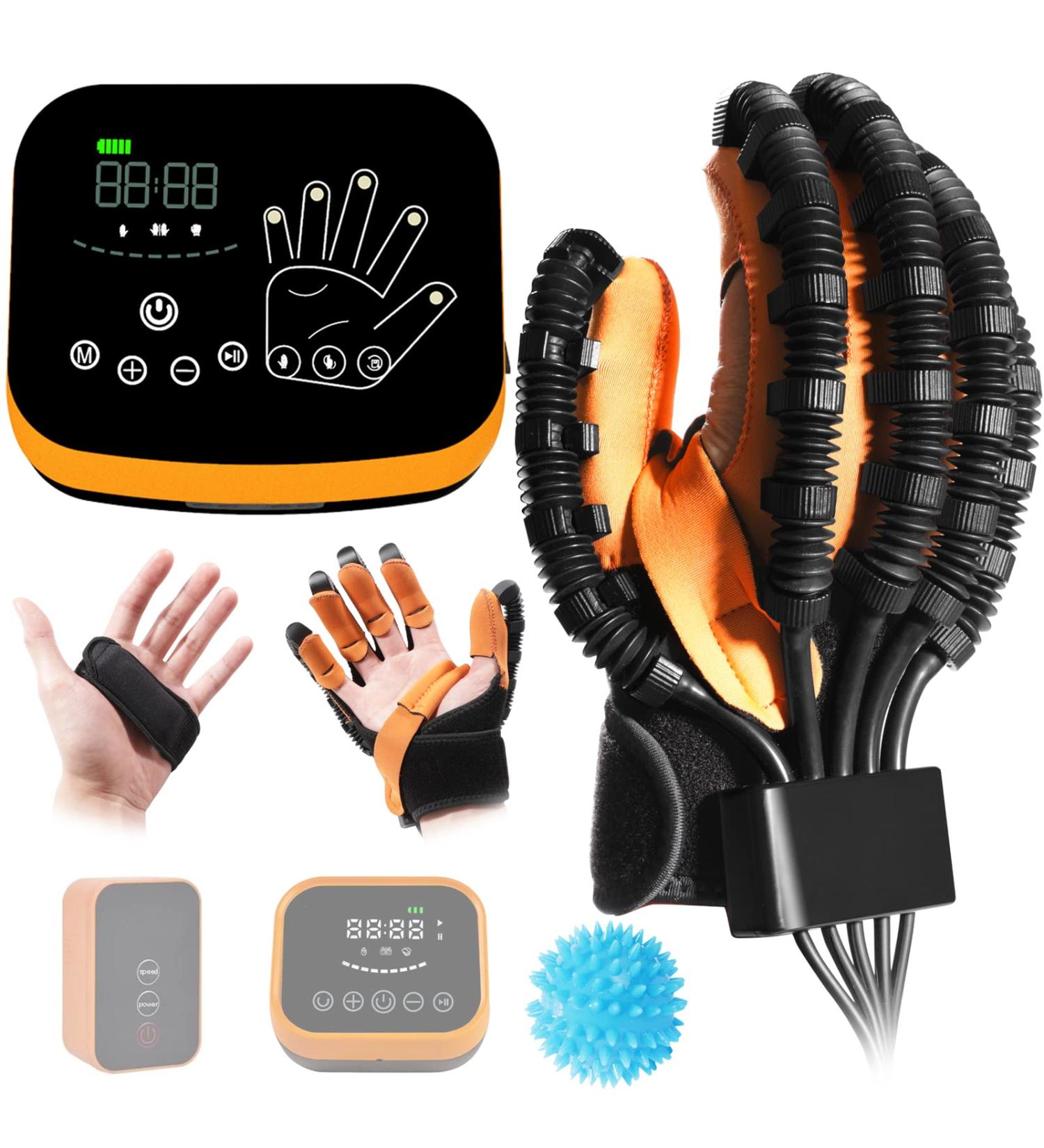 Emfocu Updated Hand Function Rehabilitation Robot Gloves - Hand Therapy Glove for Finger Rehabilitation & Stroke Recovery - Right Hand (Orange) - Buy Online on GoSupps.com
