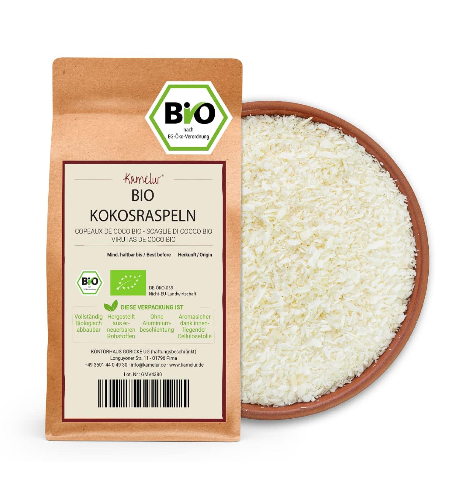 Buy Camelur 1kg Organic Coconut Flakes - No Added Sugar Additive-Free Biodegradable Packaging - Buy Online on GoSupps.com