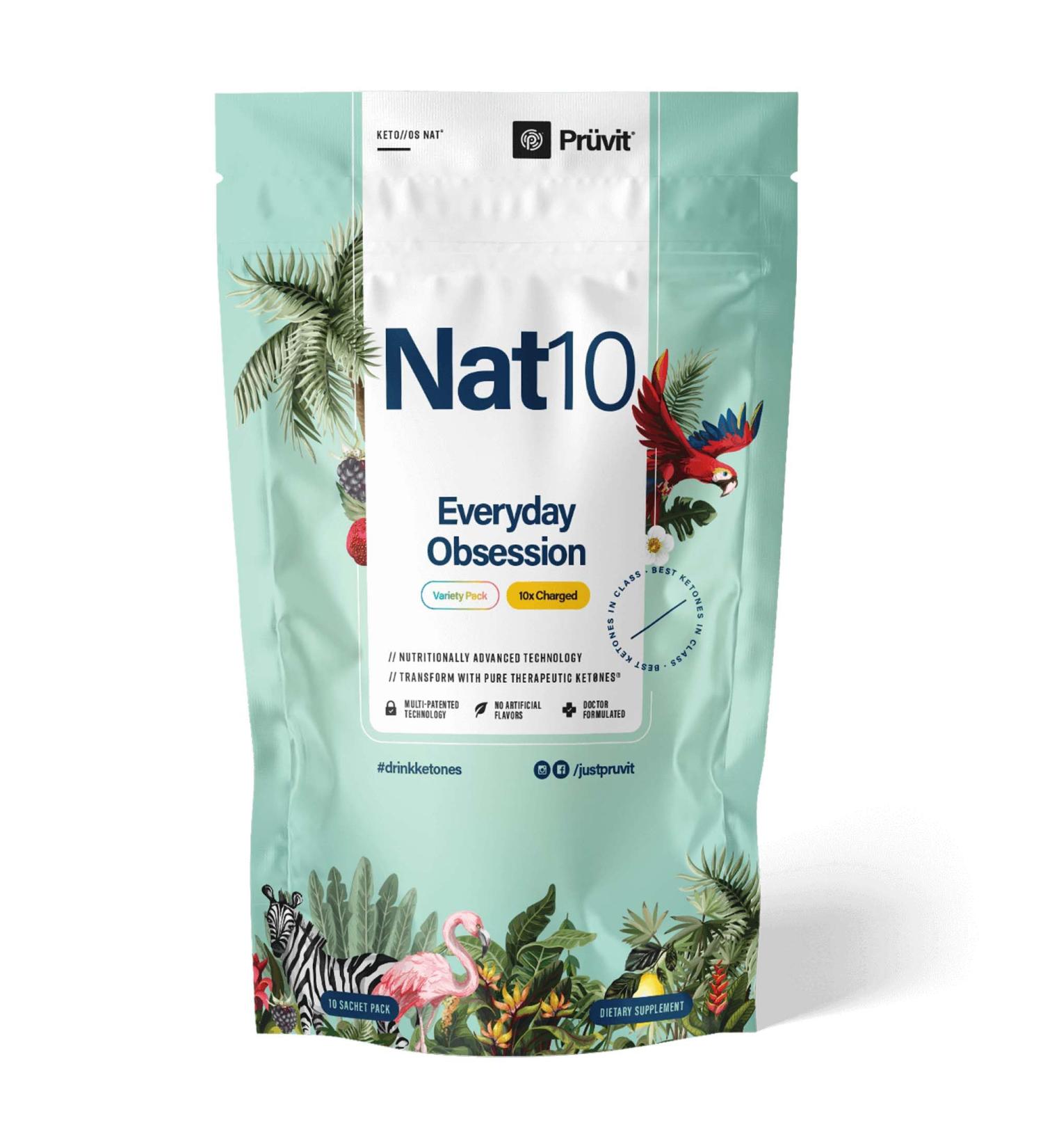 Pruvit - KETO//OS NAT Everyday Obsession Nat10 Variety Pack - Enhance Brain Clarity Boost Energy - 10 x Charged Packets - Buy Online on GoSupps.com