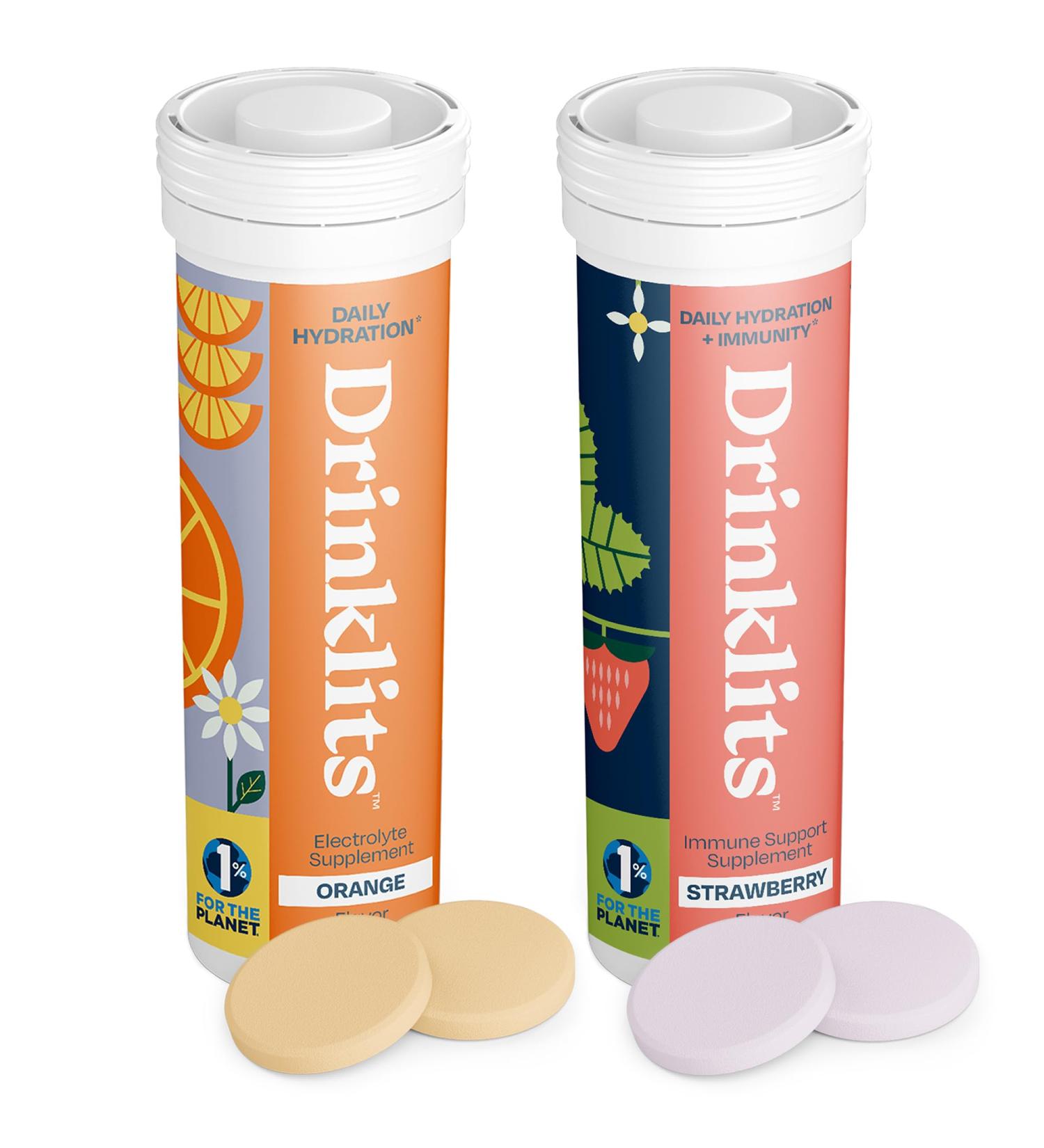 Buy Drinklits Orange & Strawberry Combo Pack | Daily Hydration & Immune Support | Gluten Free | 20 Servings - Essential Travel Supplement - Buy Online on GoSupps.com