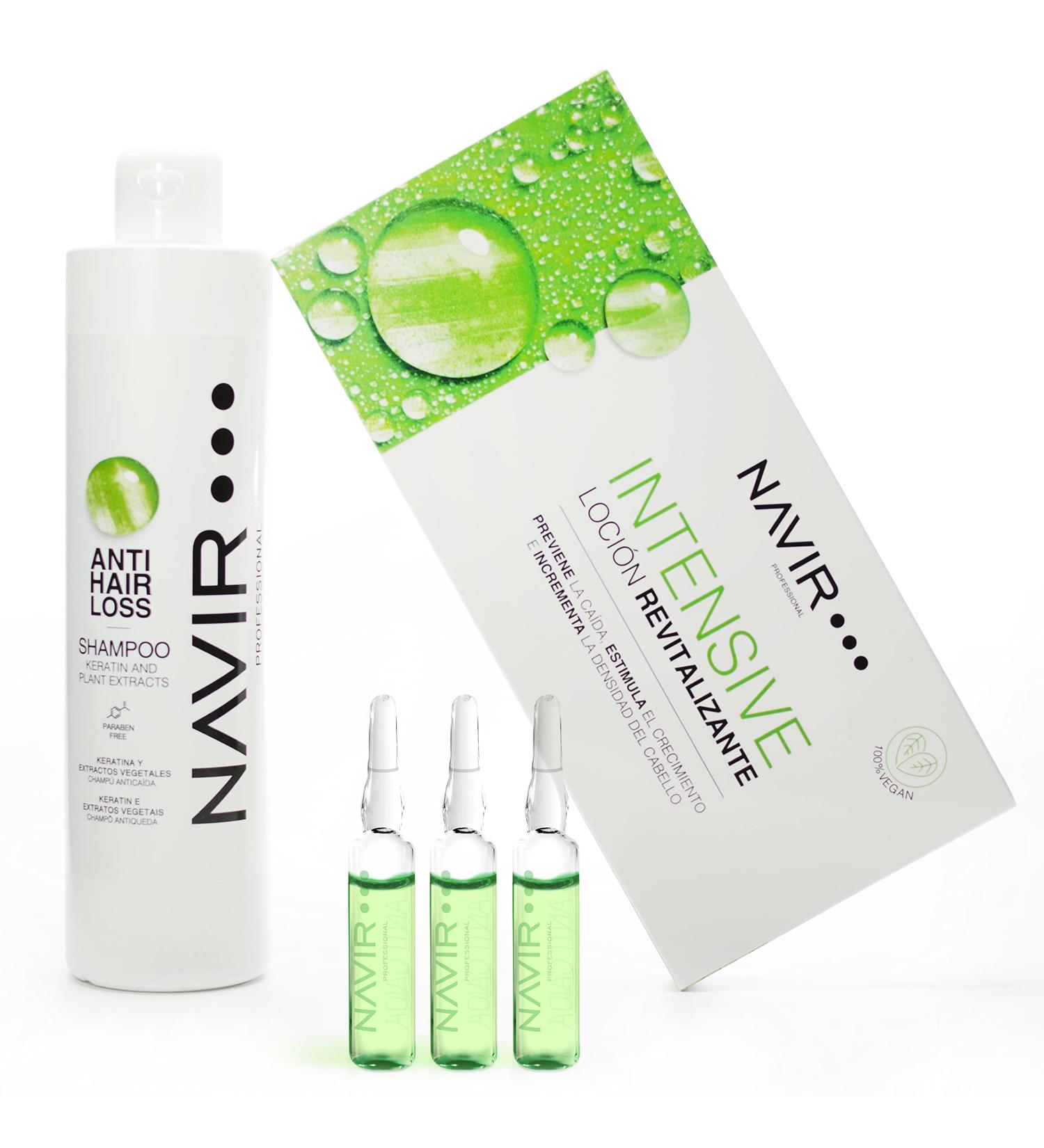  Navir Profesional NAVIR Profesional | Anti-Hair Loss Ampoules + Anti-Loss Shampoo | Placenta Treatment Vegetables | Women and Men (Shampoo + Ampoules 10 x 10 ml) - Buy Online on GoSupps.com