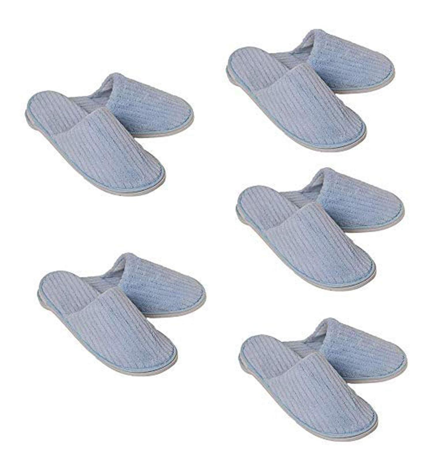 High-Quality Disposable Guest Slippers - 5 Pairs Anti-Slip Coral Fleece - Universal Size for Hotels & Parties - Blue (EU 40/41) - Buy Online on GoSupps.com