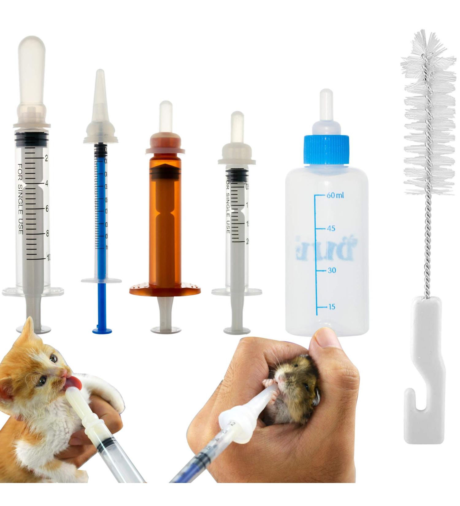 MYSY 60ml Rearing Bottle for Newborn Puppies & Kittens | Original Nipple & Syringes - Perfect for Small Mammals - Buy Online on GoSupps.com