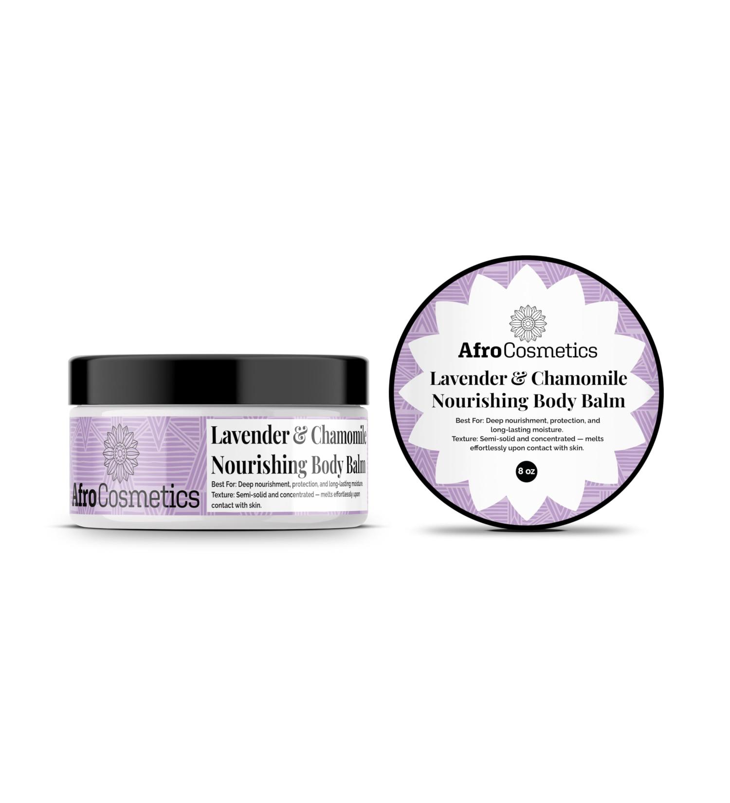 AFROCOSMETICS Nourishing Body Balm Hydrating Balm for Dry Skin Lavender & Chamomile 8 oz