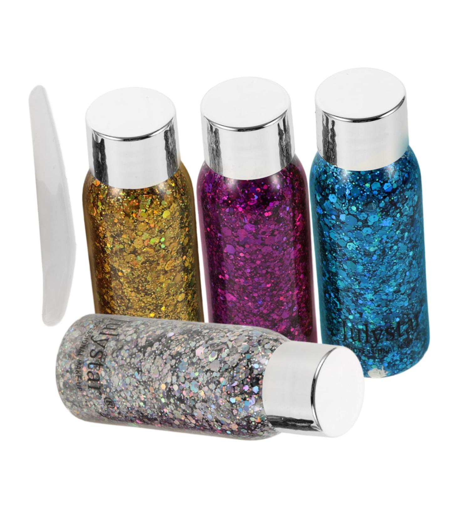 Beatifufu 4pcs Set Colorful Eye Shadow Festival Glitter Gel Hair Glitter Gel Body Glitter Spray Liquid - Buy Online on GoSupps.com