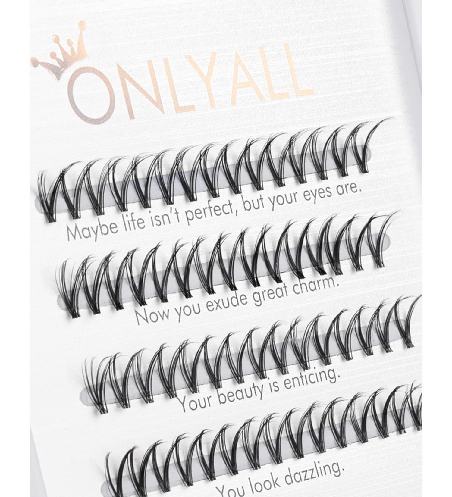 Onlyall 60 Cluster Lashes DIY Individual Eyelash Extensions - Natural Look False Eye Lashes - Buy Online on GoSupps.com