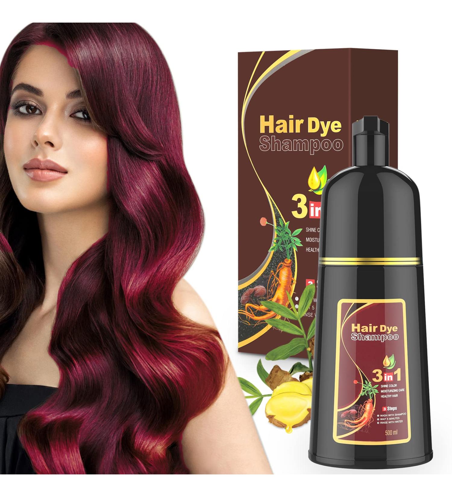 Tanfeine Wine Red Hair Dye Shampoo 3-in-1 for Men & Women - 16.9Fl Oz - Buy Online on GoSupps.com