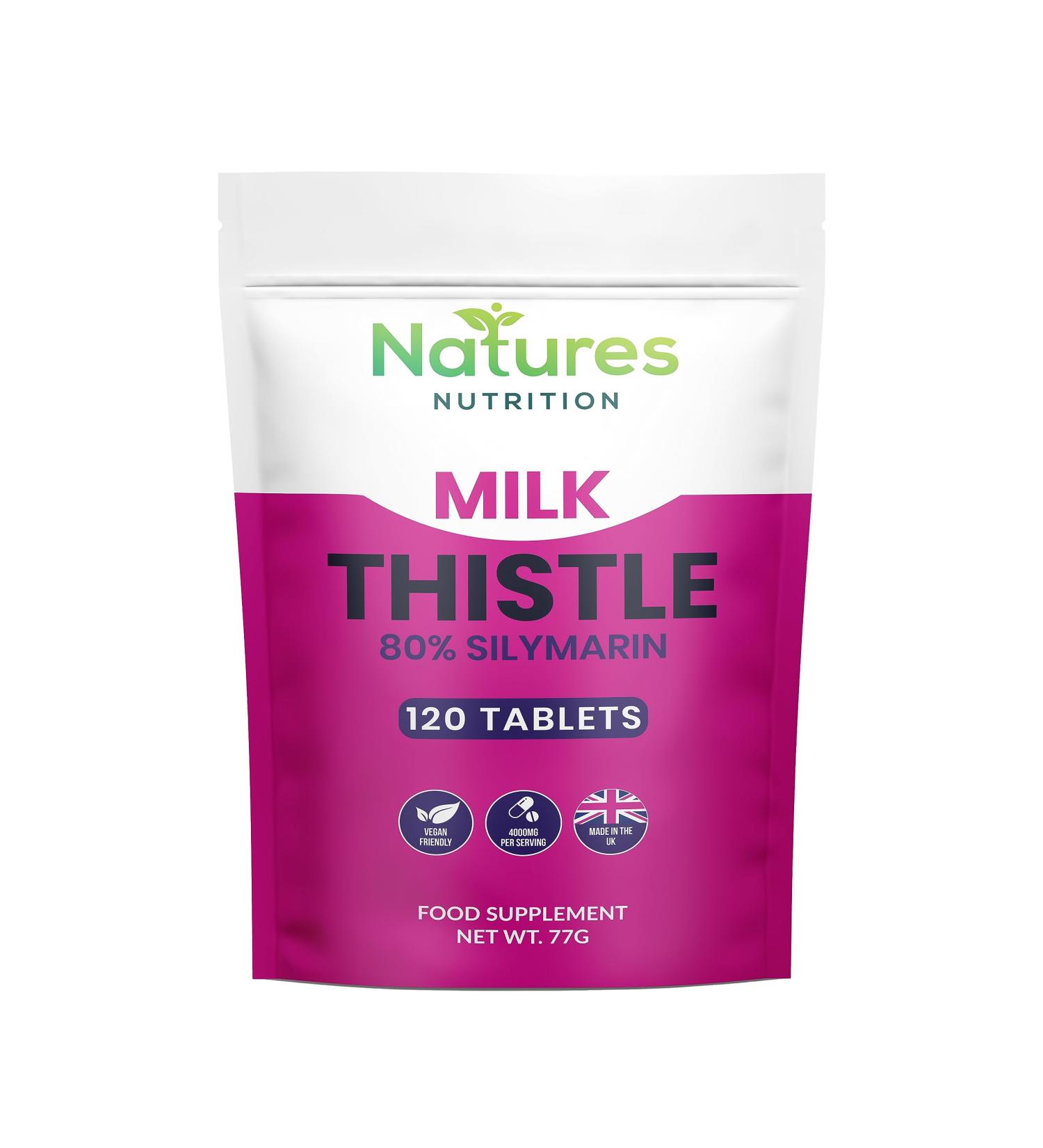 Milk Thistle Tablets 4000MG | 120 Potent Strength Tablets | 80% Silymarin | Vegan UK Made