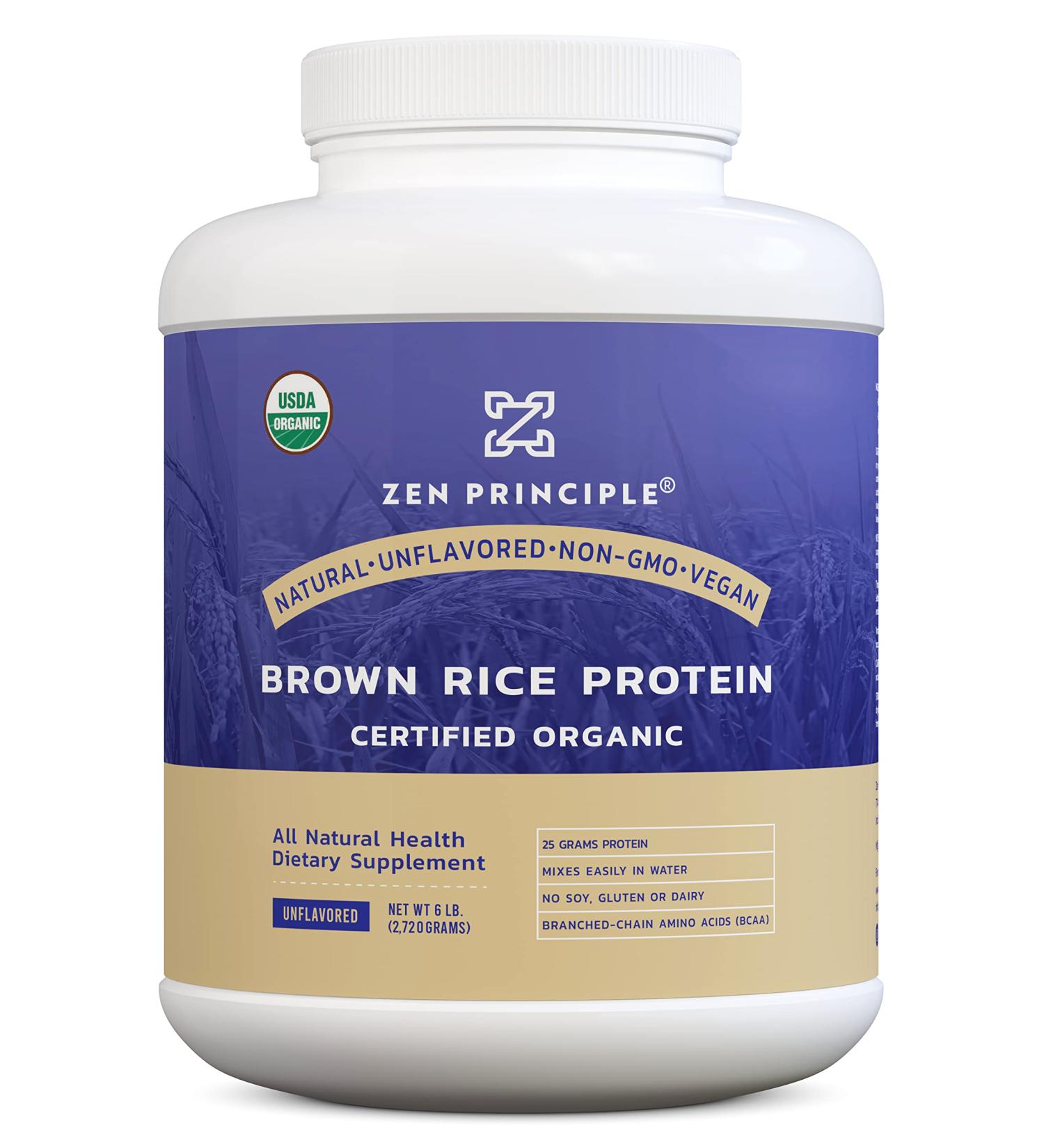 Organic Brown Rice Protein 6 LB - USDA Certified, Unflavored, Non-GMO, Vegan, 26 G. Protein Per Serving - Gluten, Dairy, and Soy Free - Ultra-fine Powder for Easy Mixing in Drinks - Buy Online on GoSupps.com