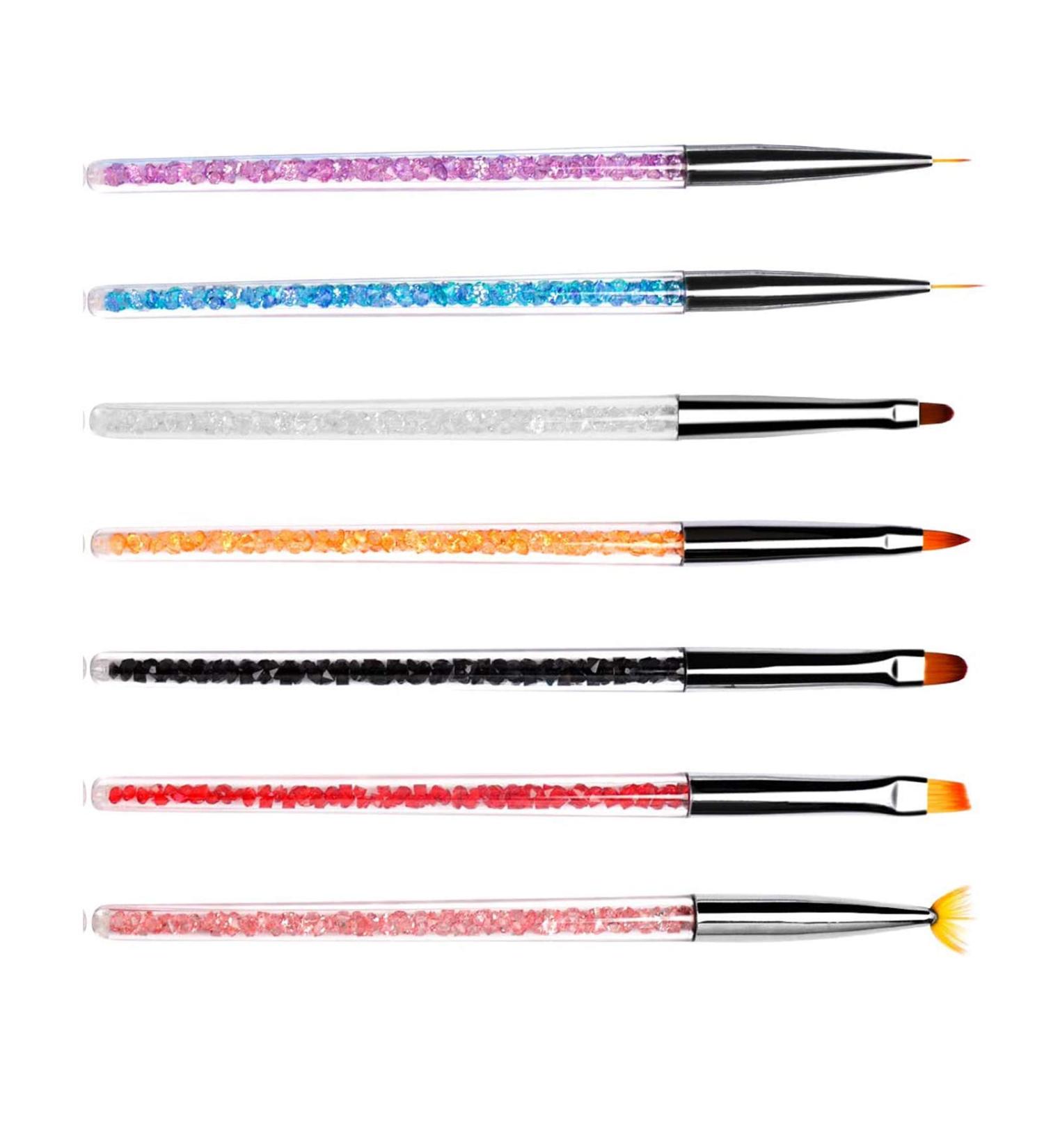 6pcs Nail Art Brush & Dotting Pen Set - Double-Ended Spiral Crystal Tools for UV Nail Art | International Shipping - Buy Online on GoSupps.com