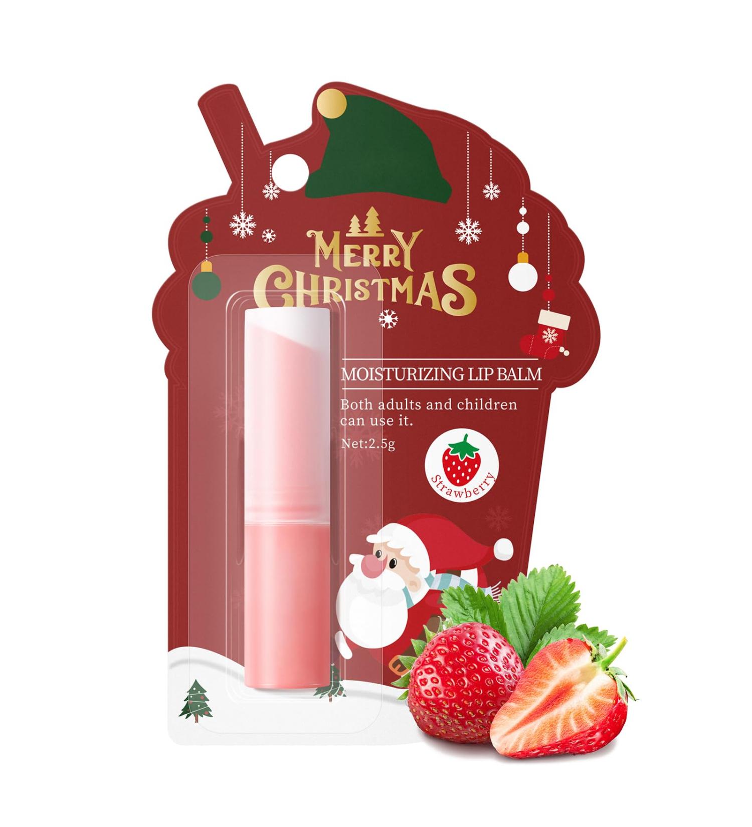 Christmas Moisturizing Lip Balm Moisturizes Dry Chapped Lips Lip Butter For Lock In Moisture Hydrated Lips Essential Lip Care 12hr Long Lasting Moisture Stocking Stuffers For Women - Strawberry - Buy Online on GoSupps.com