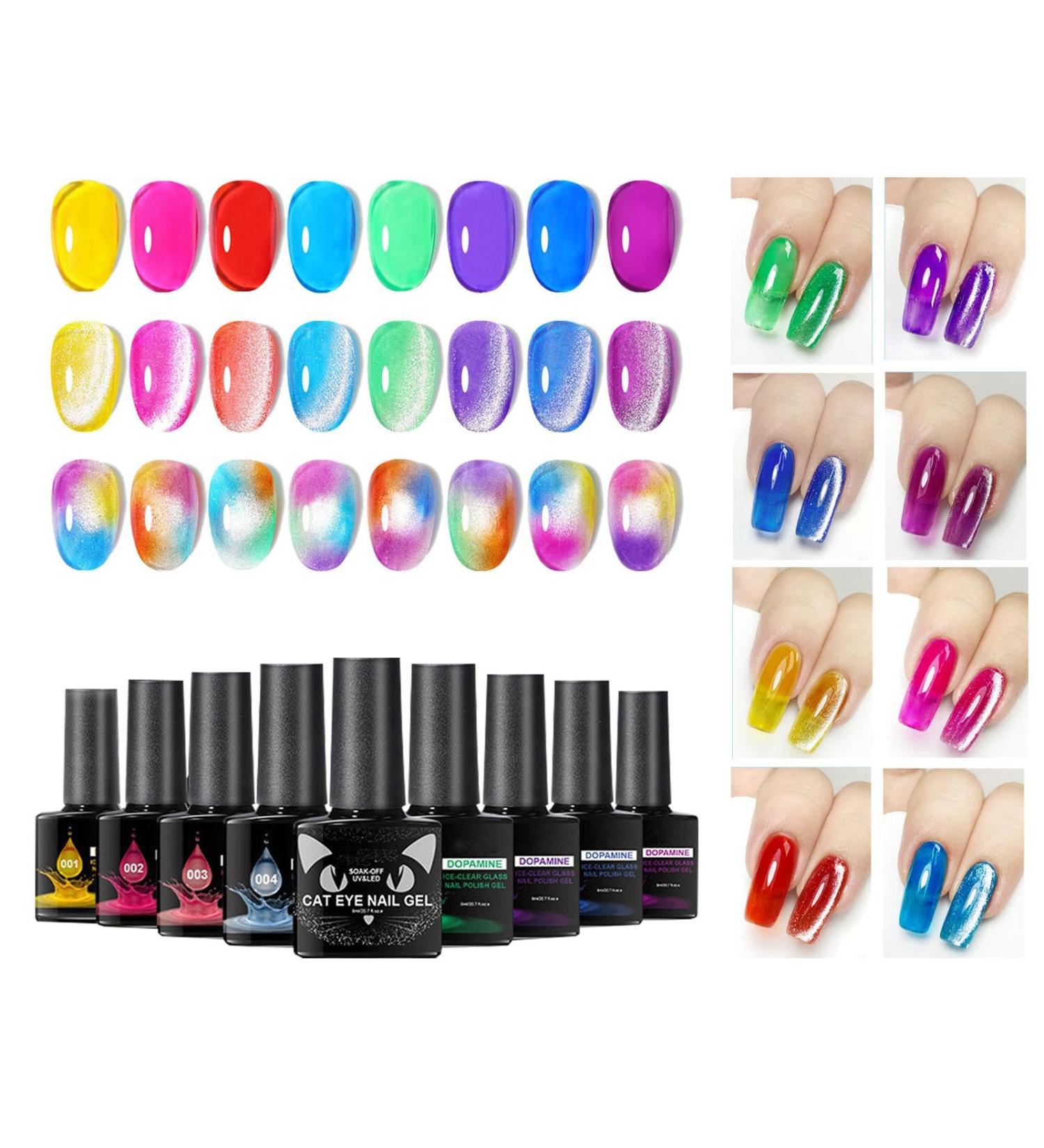 Stylish Gel Polish | Beginners Nail Gel | Glitter Nail Polish Neon Cat Eye Gel Polish Magnetic Cat Eye Gel Polish UV Gel Nail Polish Sparkling Gel Polish High Gloss Gel Polish Perfect Use for Nai - Buy Online on GoSupps.com