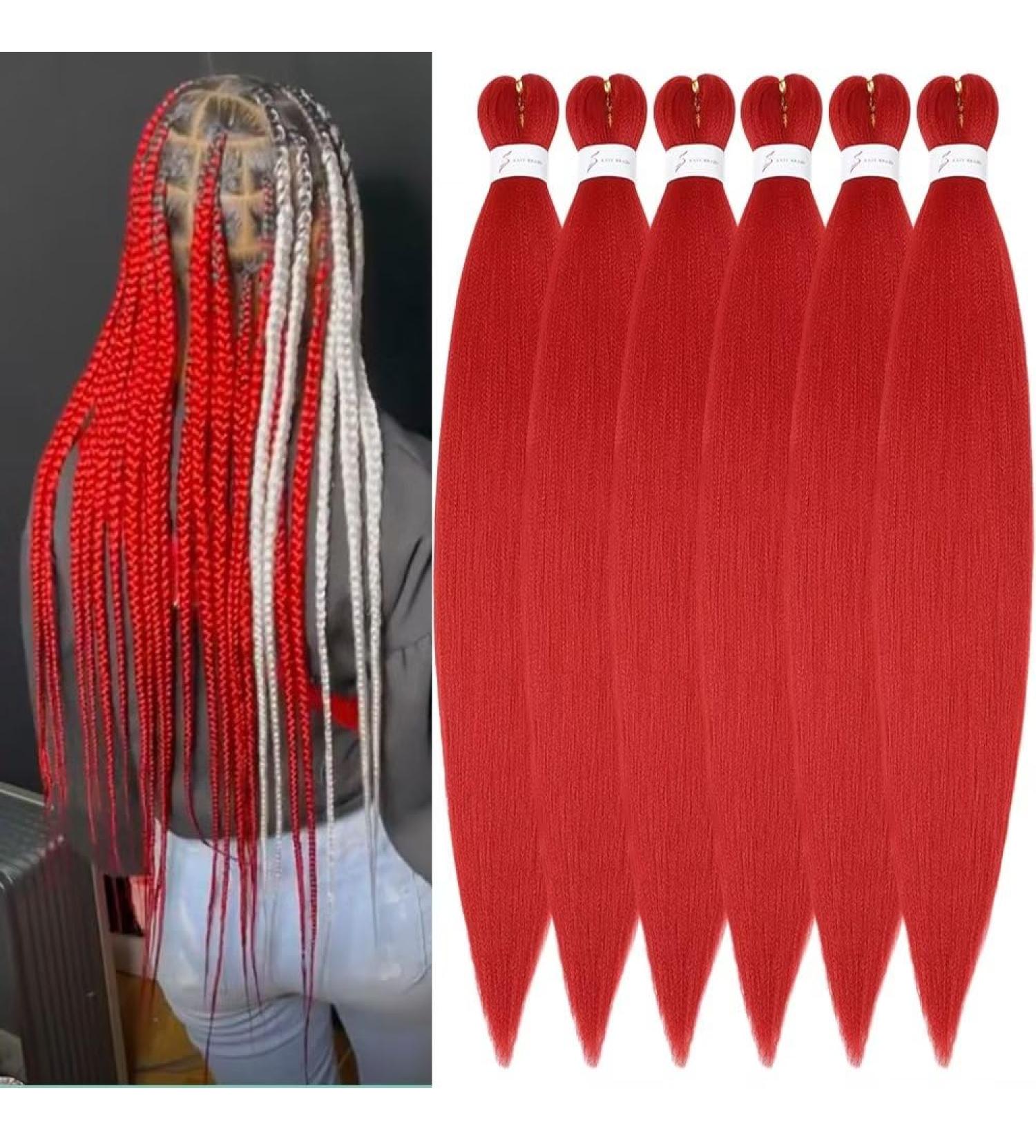 YDDM 32 Inch Pre-Stretched Braiding Hair Extensions - 6 Packs Red Jumbo Braids for Braid Hairstyles - Buy Online on GoSupps.com