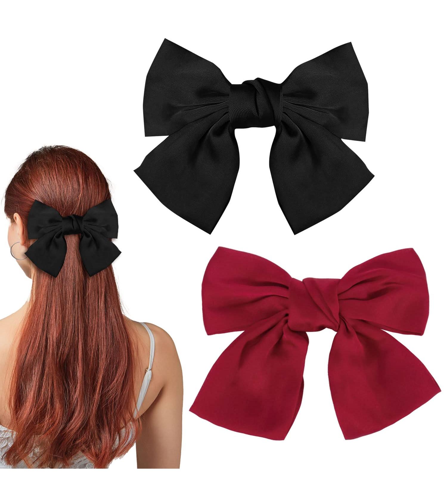 Loop Hair Clips for Women - 2 Pack Big French Hair Clips in Black & Red - Stylish Girls Hair Accessories - Buy Online on GoSupps.com