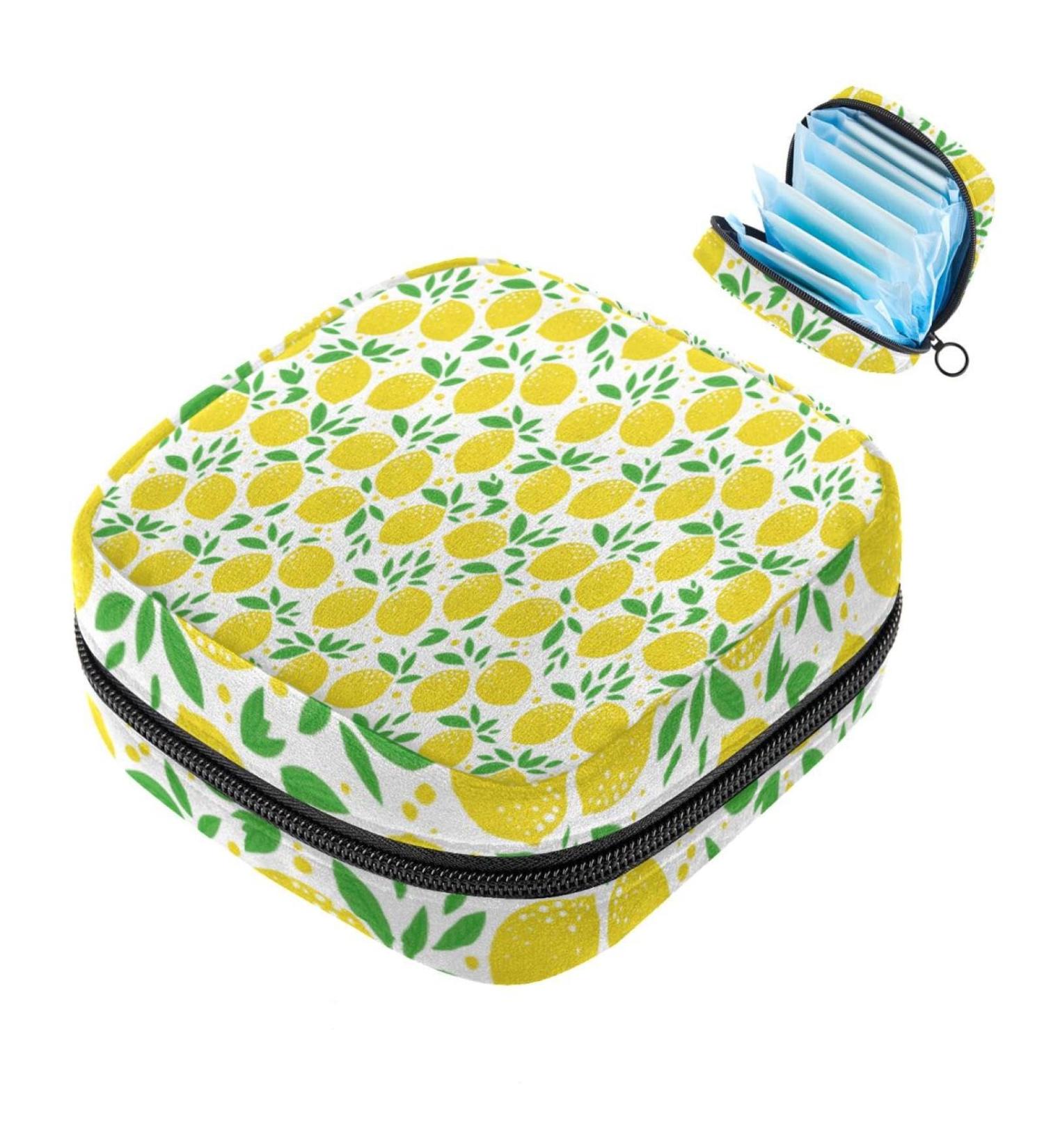 Shop Seamless Storage Bags for Women - Portable Menstrual Pads Tampons & Bandages in Multicolored Yellow Lemon Design - Buy Online on GoSupps.com