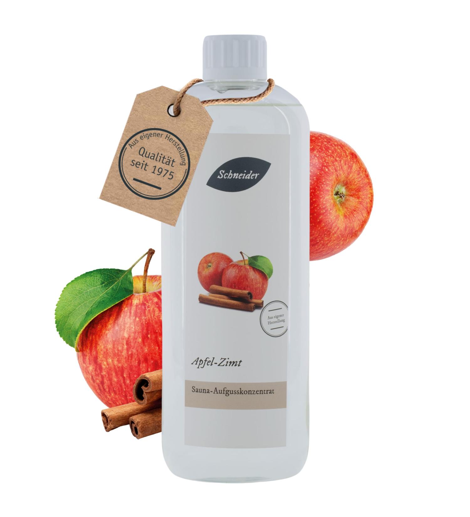 Saunabedarf Schneider Infusion Concentrate - Apple Cinnamon Tropical Sauna Essence (1000ml) - Fruity Aromatic Experience for Your Sauna - Buy Online on GoSupps.com
