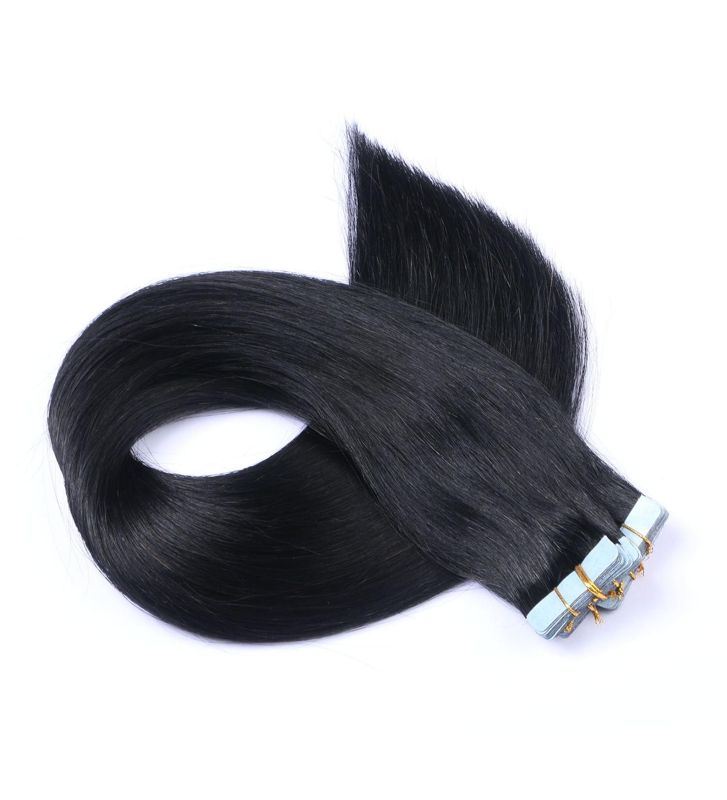 Tape In Hair Extensions - #1 Black - 40cm - 10 Bricks (4cm Wide) - 100% Remy Real Hair - Tresse by Novon - Adhesive Tape - 25g Total - Buy Online on GoSupps.com