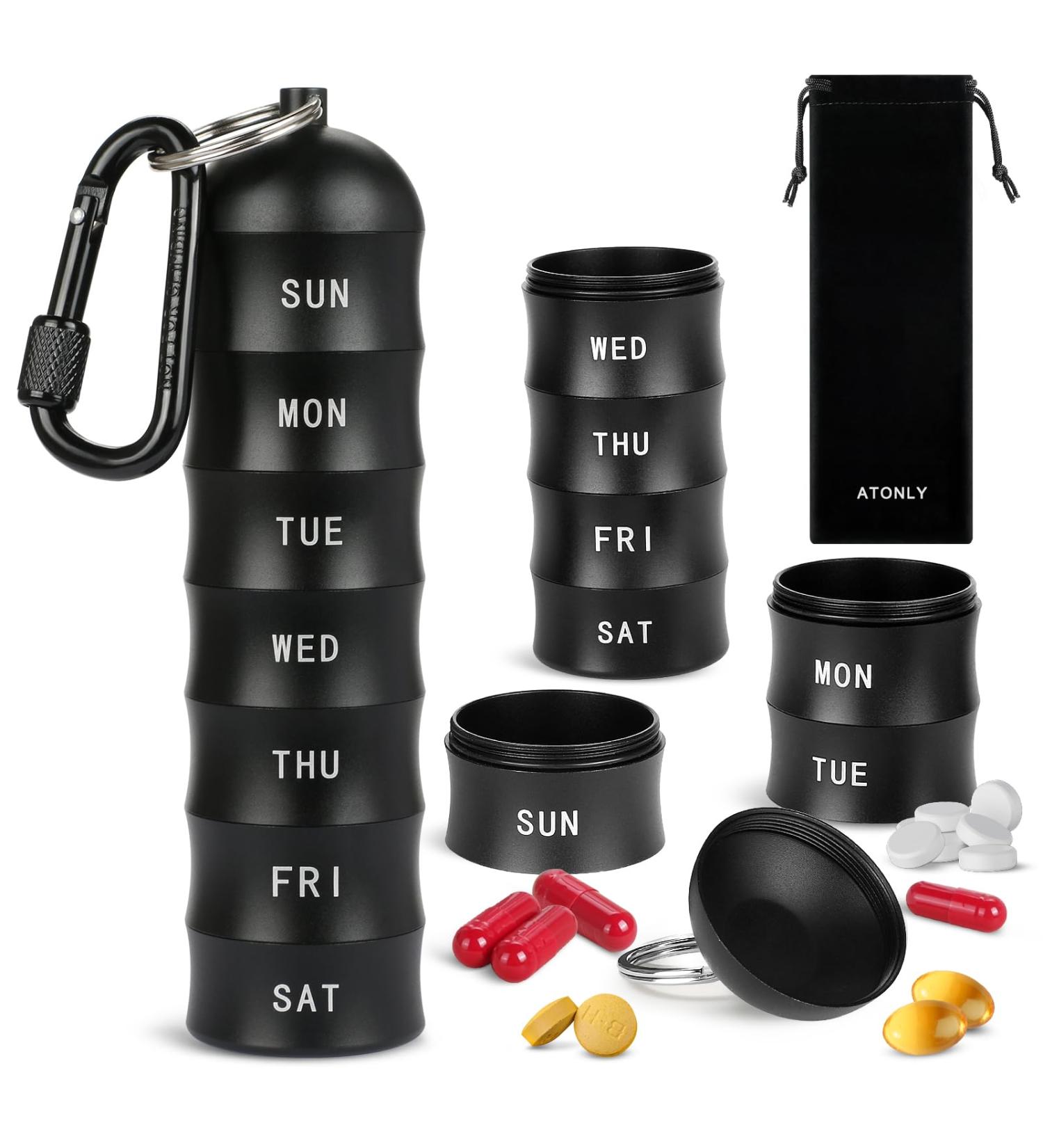Portable Stacking Keychain Pill Box Waterproof Medicine Organizer for Travel Vitamins & More - Buy Online on GoSupps.com