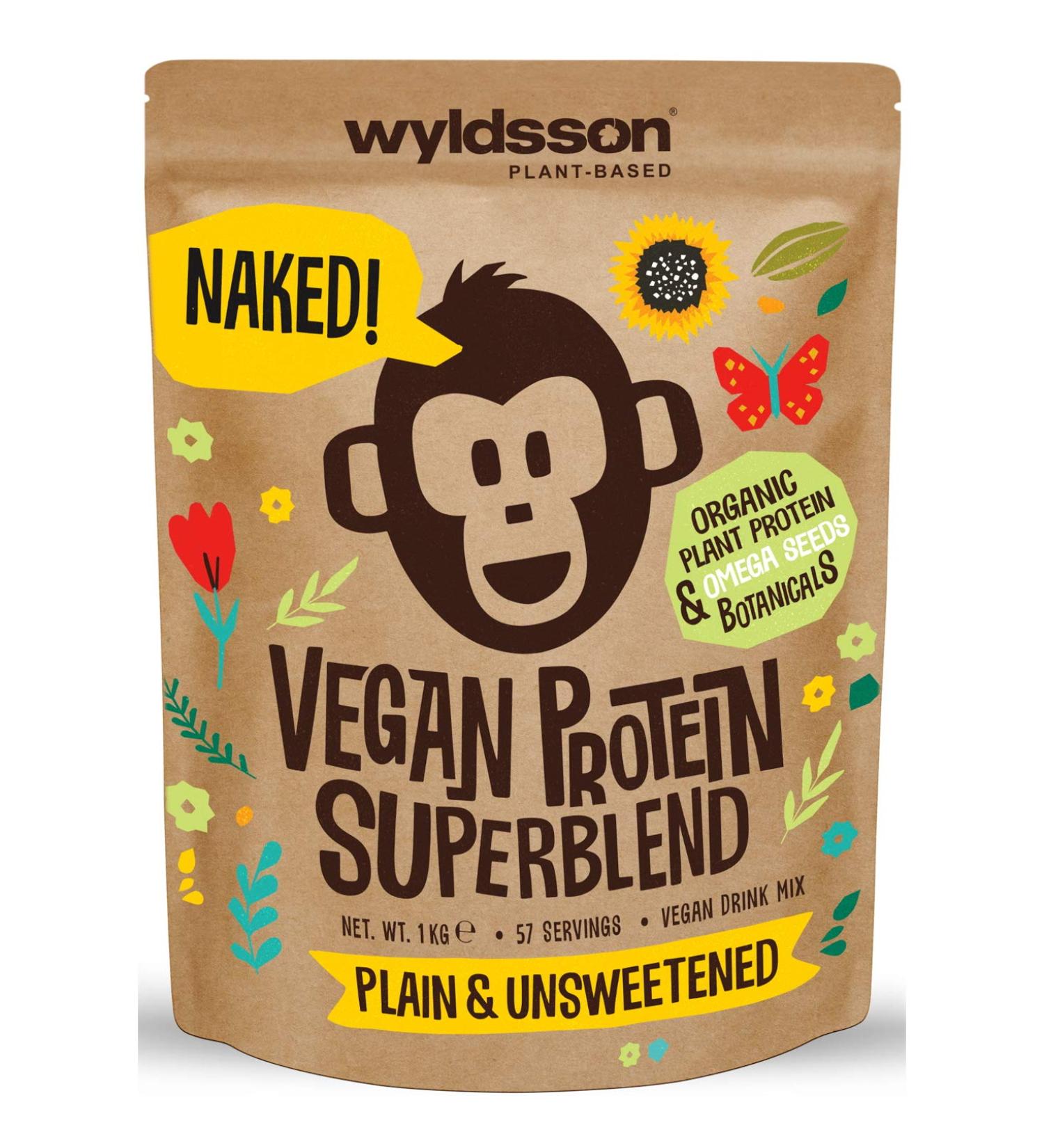 Naked Vegan Protein Powder Super Blend 1kg - Unsweetened Organic Plant Protein with Omega Seed Blend and Minerals - Natural Unflavoured, No Scoop Included - Buy Online on GoSupps.com