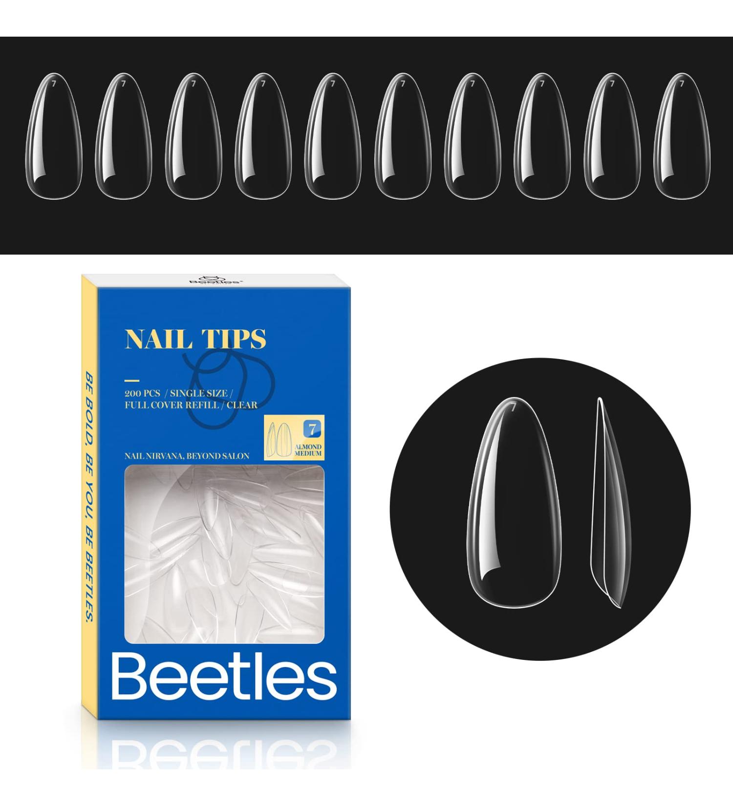 Beetles Gel Nail Tips Refill Pack Almond Medium Shape #7 - 200pcs Gelly Tips for Salon & DIY Nail Extension - Buy Online on GoSupps.com