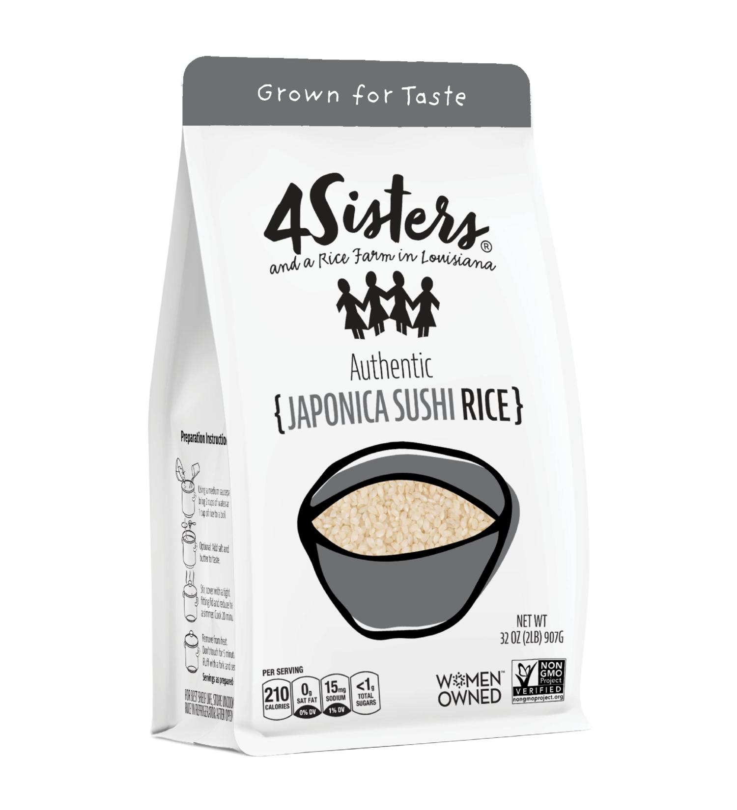4Sisters Short Grain Japonica Sushi Rice - 2lb - Sustainably Grown by Women Owned Farm - Buy Online on GoSupps.com