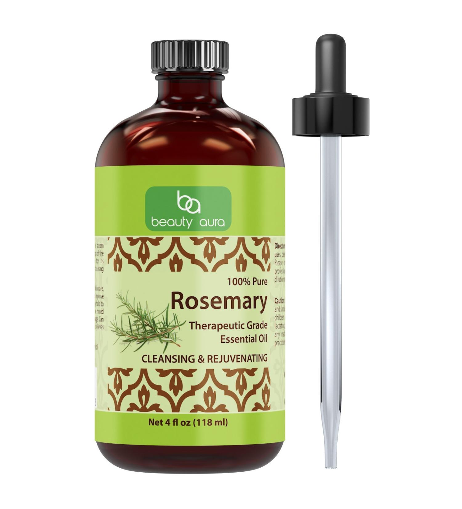 Beauty Aura 100% Pure Rosemary Essential Oil * 4 Fl. Oz. * Therapeutic Grade Oil * Ideal for Aromatherapy - Buy Online on GoSupps.com
