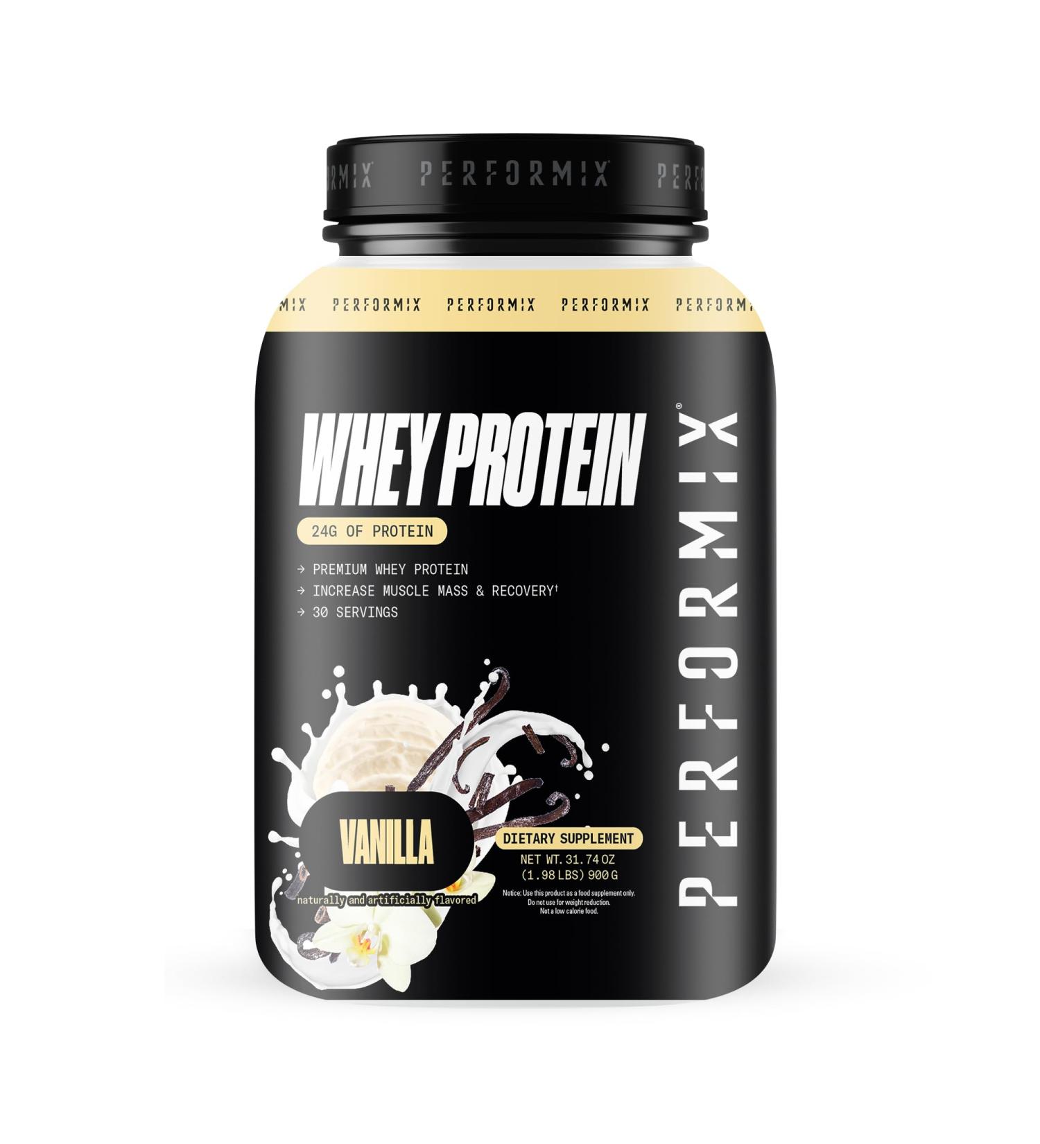 PERFORMIX - Whey Protein Isolate Blend - 24g of Protein - 5.4g of BCAAs - 110 Calories - Muscle Building & Post Workout Recovery - 100% Whey Protein Powder - 1.98 lbs - 30 Servings - Vanilla - Buy Online on GoSupps.com