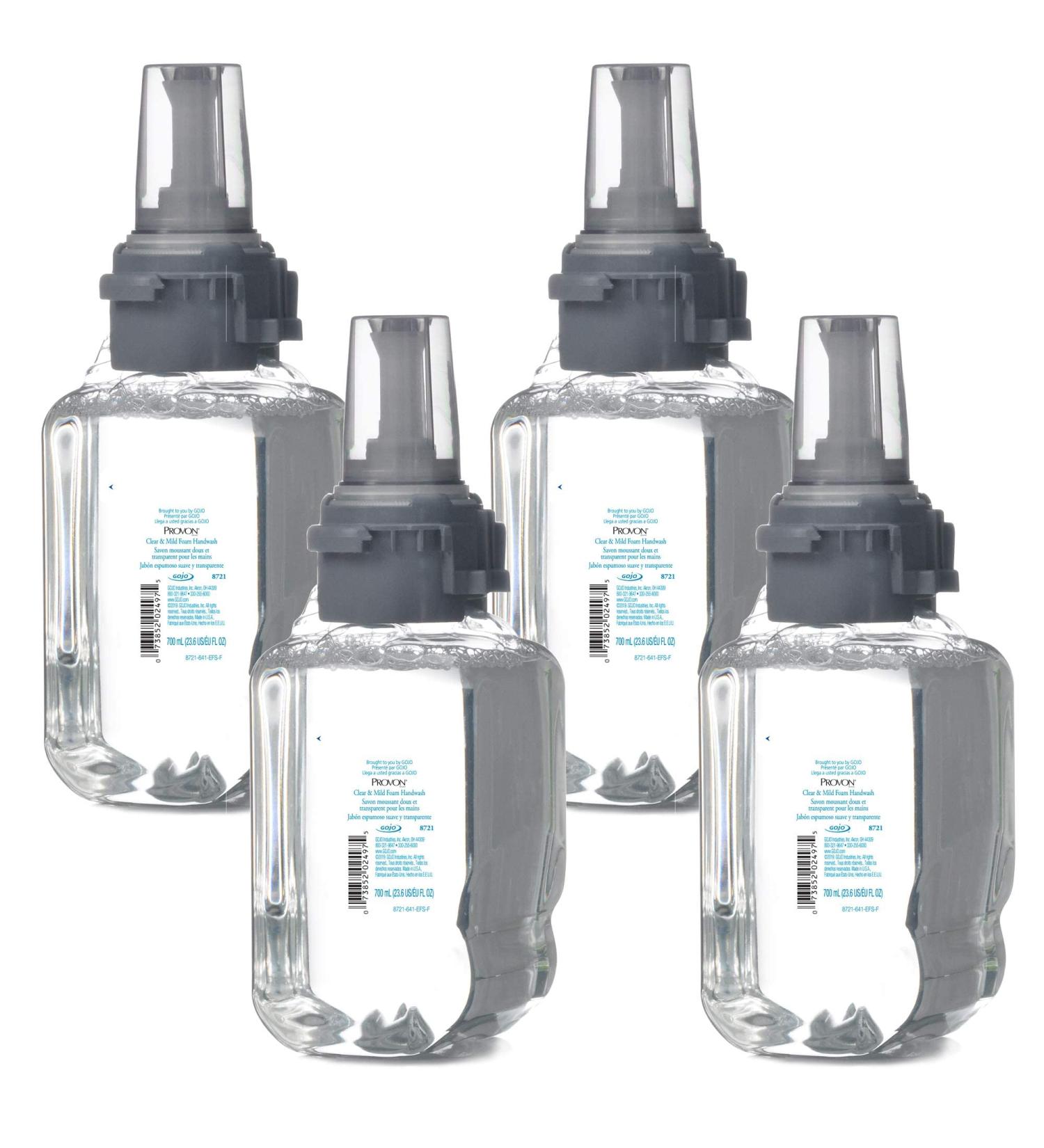 PROVON Clear & Mild Foam Handwash Refill- 700 mL EcoLogo Certified Soap for ADX-7 Dispenser (Pack of 4) - Buy Online on GoSupps.com