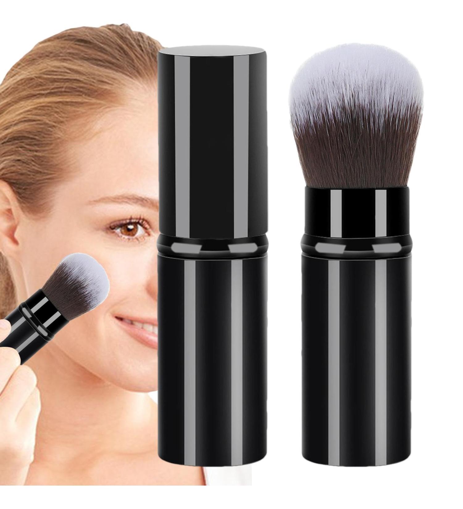 Portable Makeup Brush | Telescopic Small Cosmetics Brushes | Beginner Friendly Powder Brush for Foundation Sunscreen Bronzing Powder Black - Buy Online on GoSupps.com