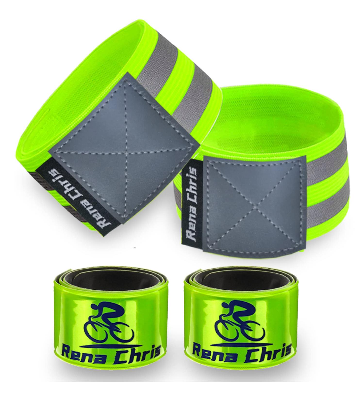 High Visibility Reflective Bands for Wrist, Arm, Ankle, Leg - Green (4 Pack) | Safety Gear for Night Walking, Cycling, Running - Large Reflective Surface - Buy Online on GoSupps.com