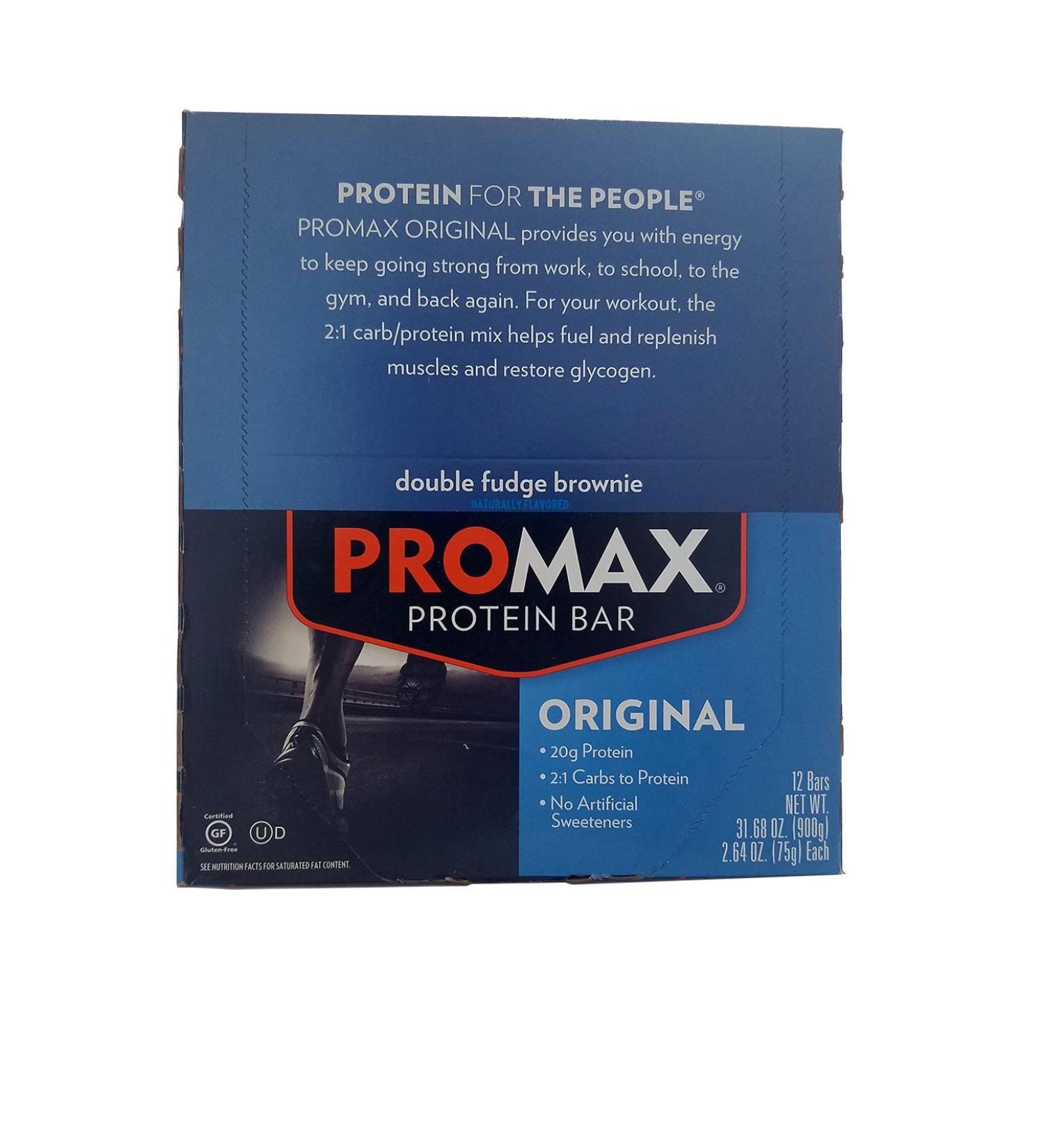 Promax Protein Bar Double Fudge Brownie - 12 - 2.64 oz (75 g) bars 31.68 oz (900 g)