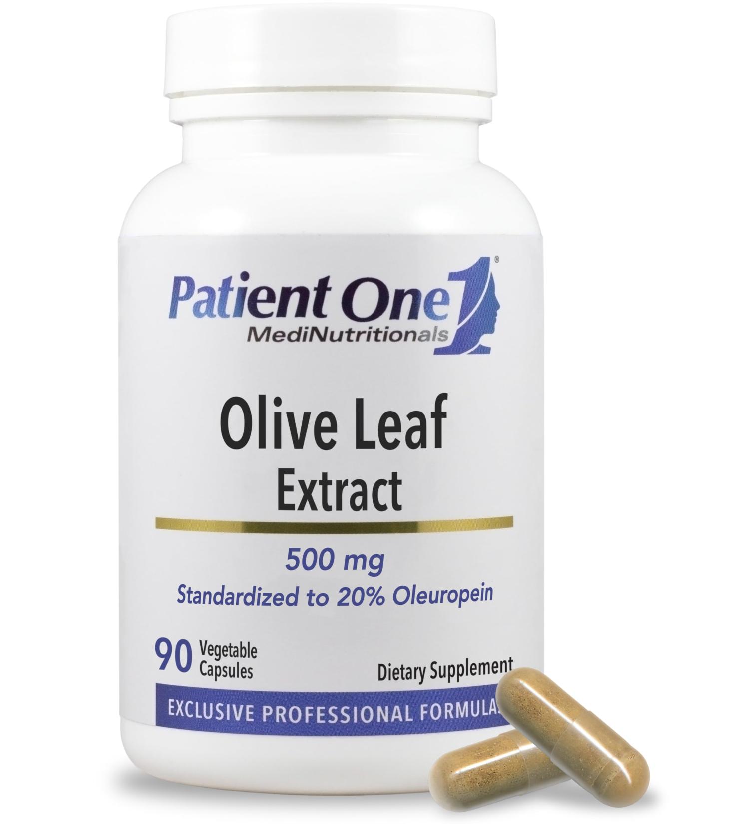 Patient One Olive Leaf Extract 500 mg | Supplement to Support Immune and Heart Health* | Standardized to 20% Oleuropein | 90 Capsules - Buy Online on GoSupps.com