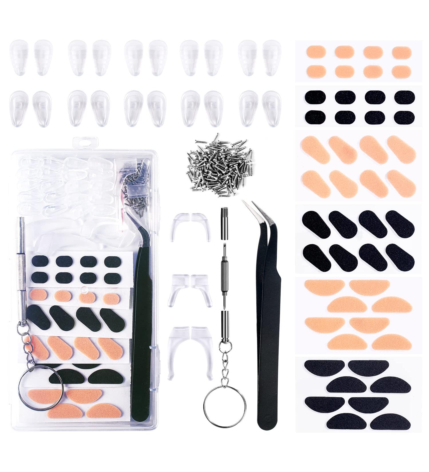 Tosvimia Eyeglass Repair Kit with Nose Pads, Screwdriver, Ear Grips, Screws, Tweezer - for Sunglasses and Reading Glasses - Buy Online on GoSupps.com