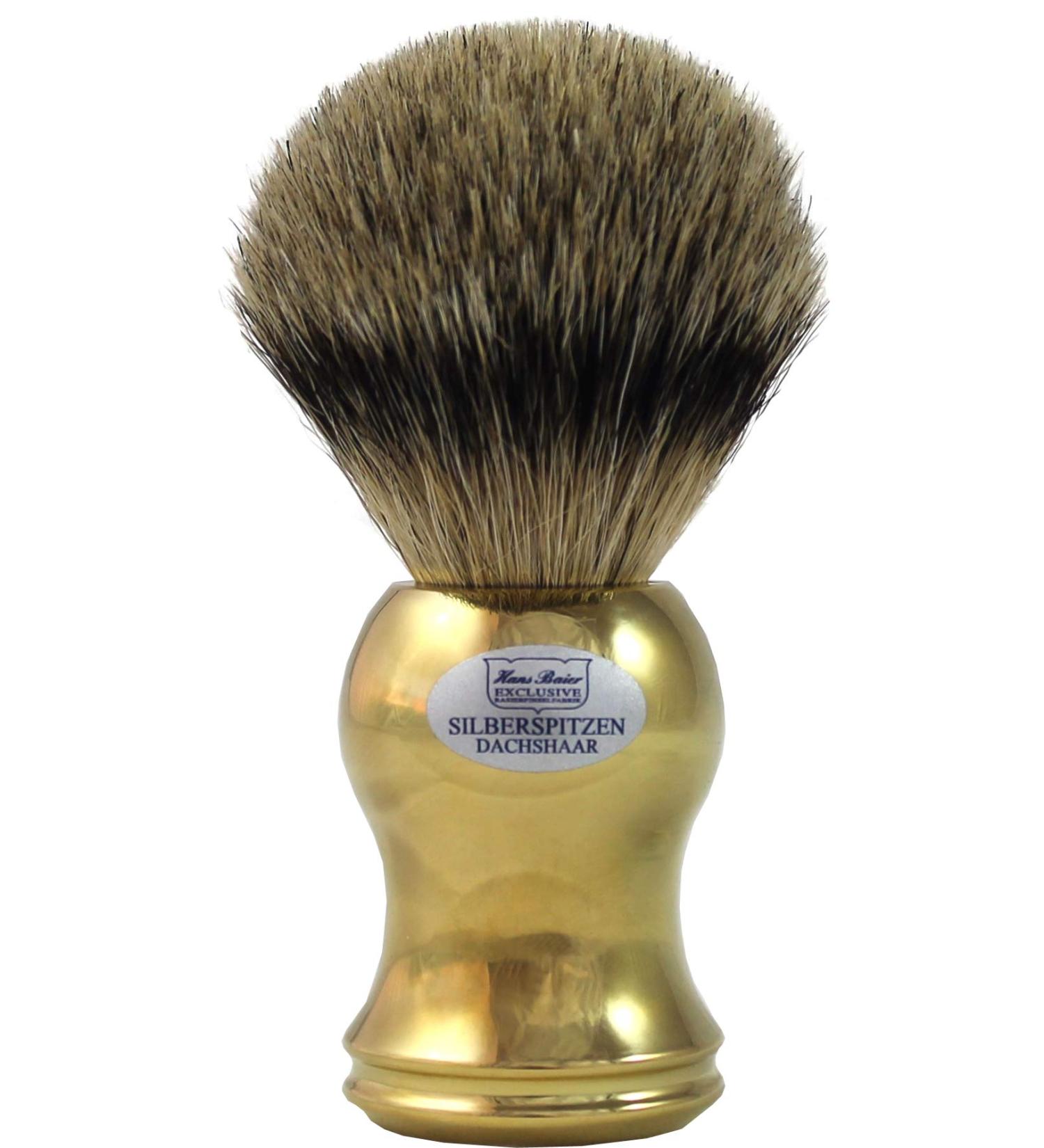 Hans Baier Exclusive Badger Hair Silvertip Shaving Brush Gold