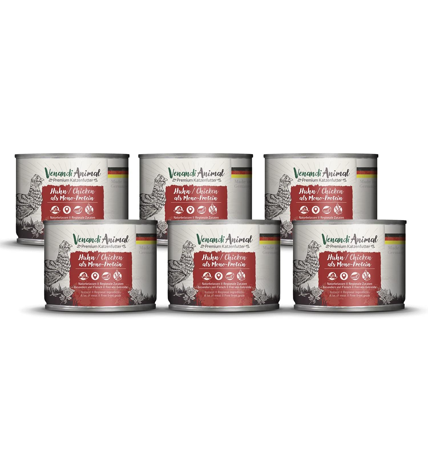 Venandi Animal Premium Wet Cat Food - Grain-Free Chicken Monoprotein 6-Pack (6 x 200g) - International Shipping Available - Buy Online on GoSupps.com