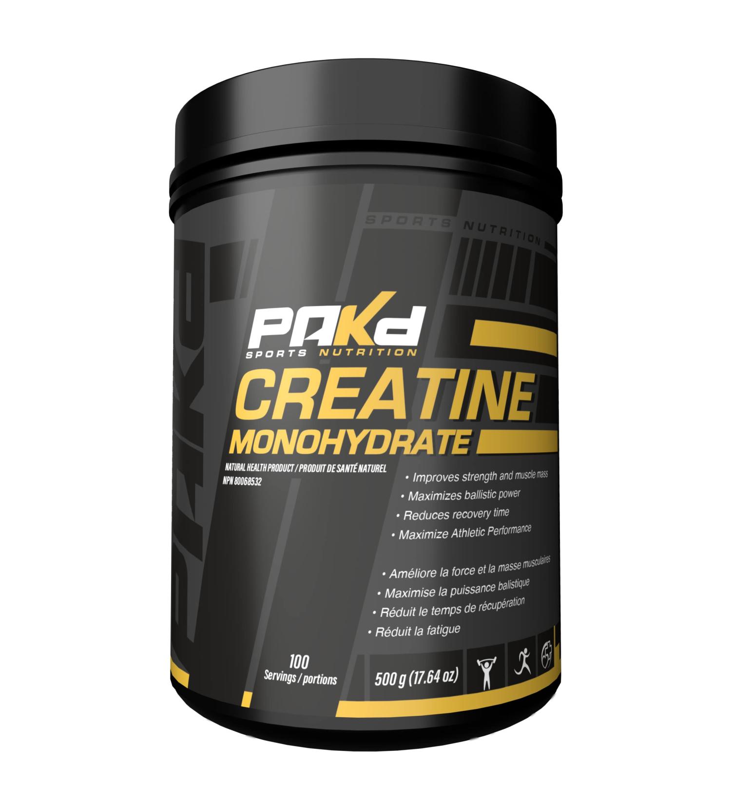 Pakd Nutrition Creatine Monohydrate 500 grams - Gain Strength Build Muscle & Enhance Performance Unflavored