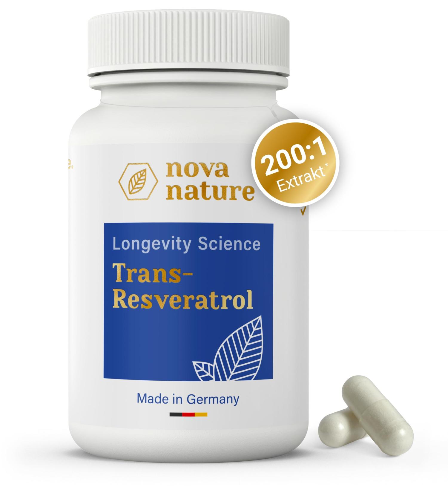 Resveratrol 1000mg | Vegan Antioxidant Capsules | High Dose Japanese Knotweed Extract | 60 Pieces - Novanature  - Buy Online on GoSupps.com