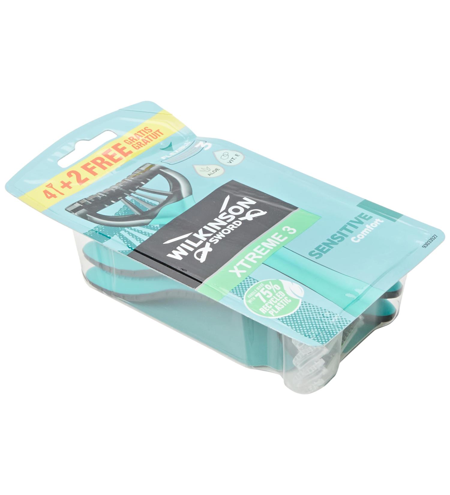 Wilkinson Sword Xtreme 3 Sensitive Disposable Razors Pack of 6 green black 1 count (Pack of 6) - Buy Online on GoSupps.com