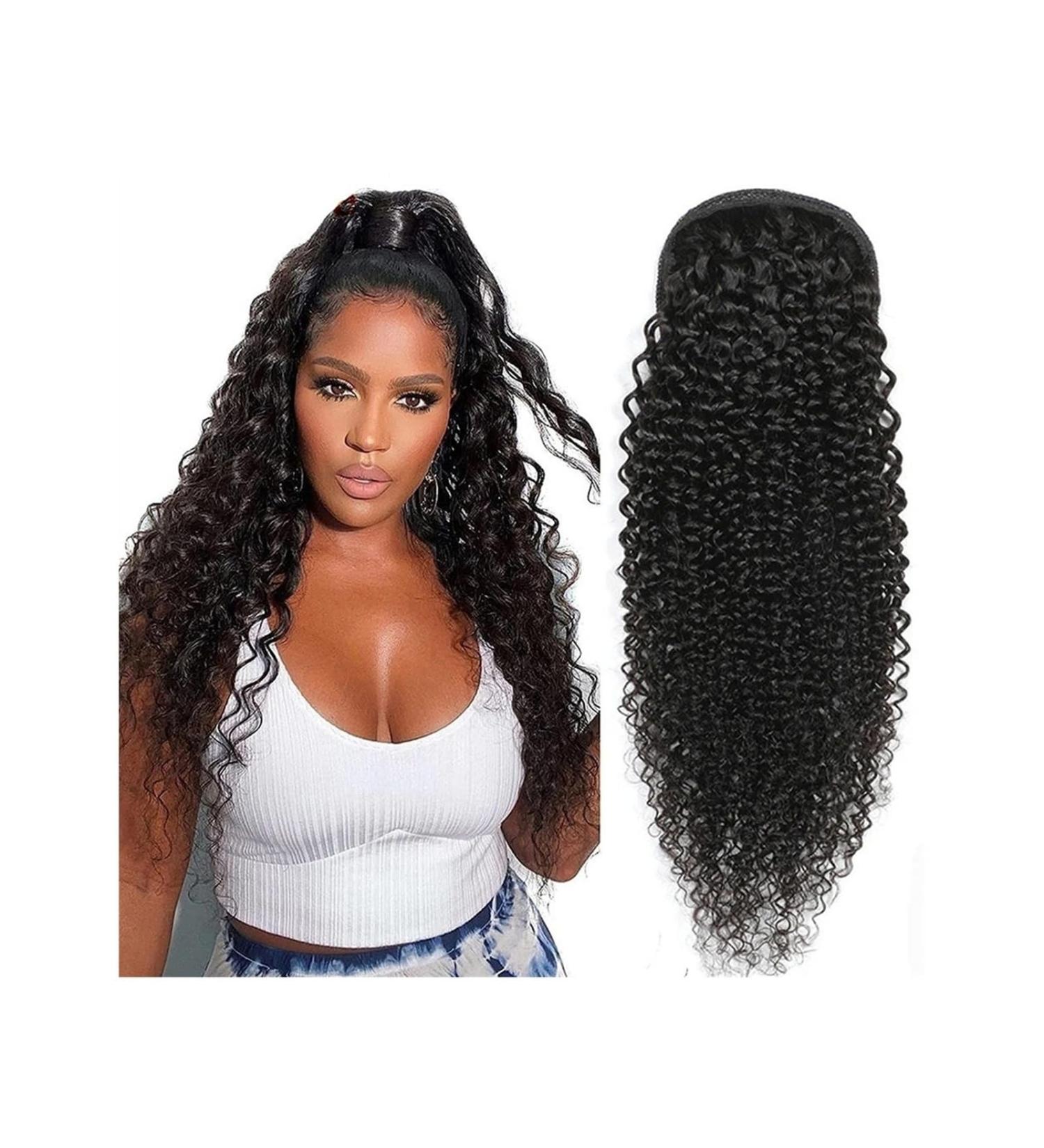 Ponytail Extensions 8-26" Drawstring Ponytail Extension Kinky Curly Human Hair Pony Tail Natural Color Brazilian Hair Clip in Afro Curly Ponytail Hairpieces for Women for Women (Color : Natural Colo 12inches Natural Color - Buy Online on GoSupps.com
