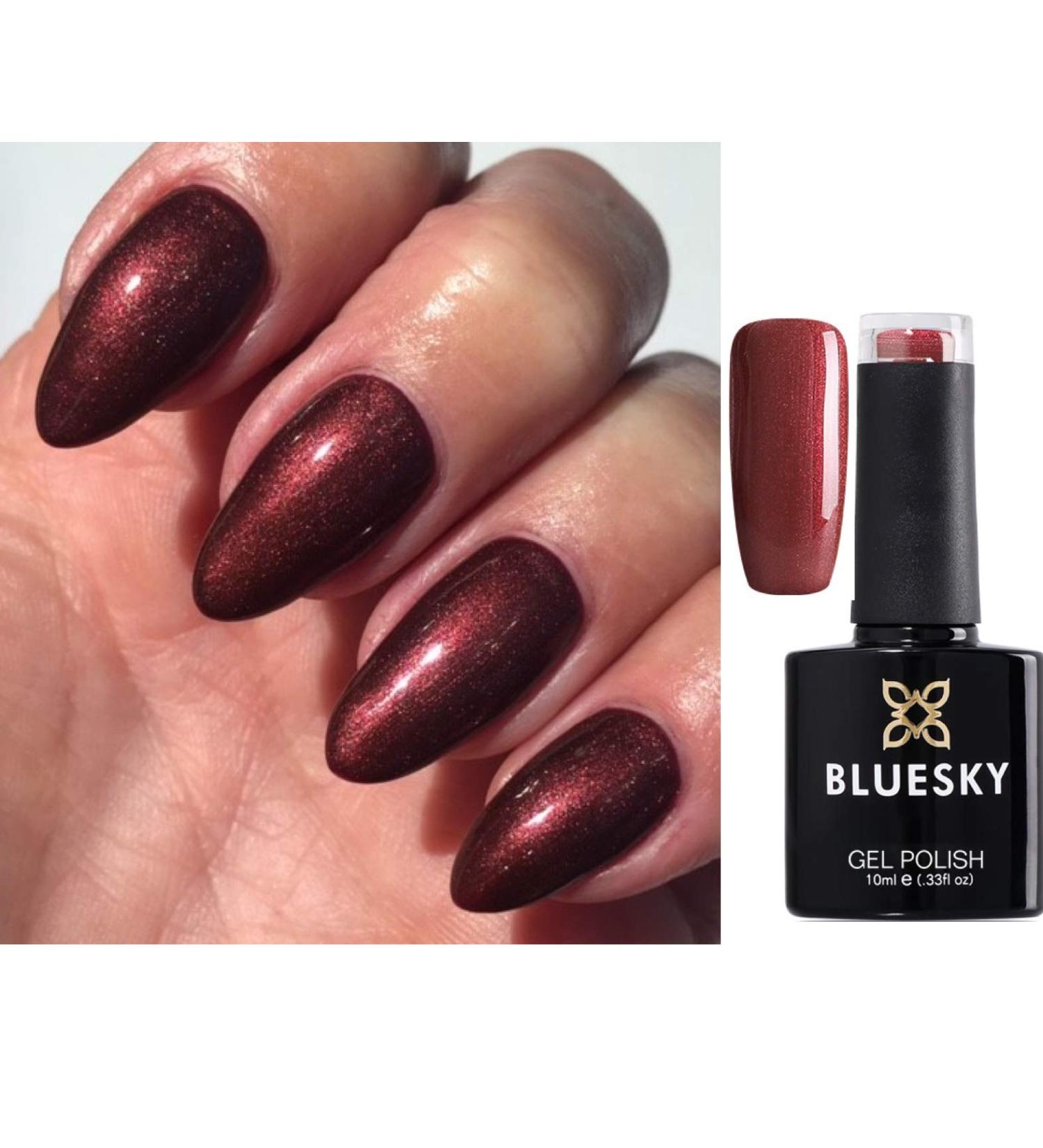 Bluesky Nail Gel Polish Brown Burgundy Shimmer A09 UV LED Soak Off 10ml