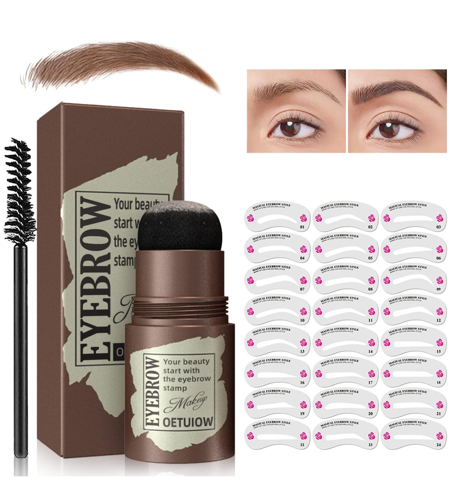 Waterproof Eyebrow Stamp Stencil Kit | 24 Reusable Stencils | Long-Lasting Brow Powder | Light Brown Eyebrow Pencil - Buy Online on GoSupps.com