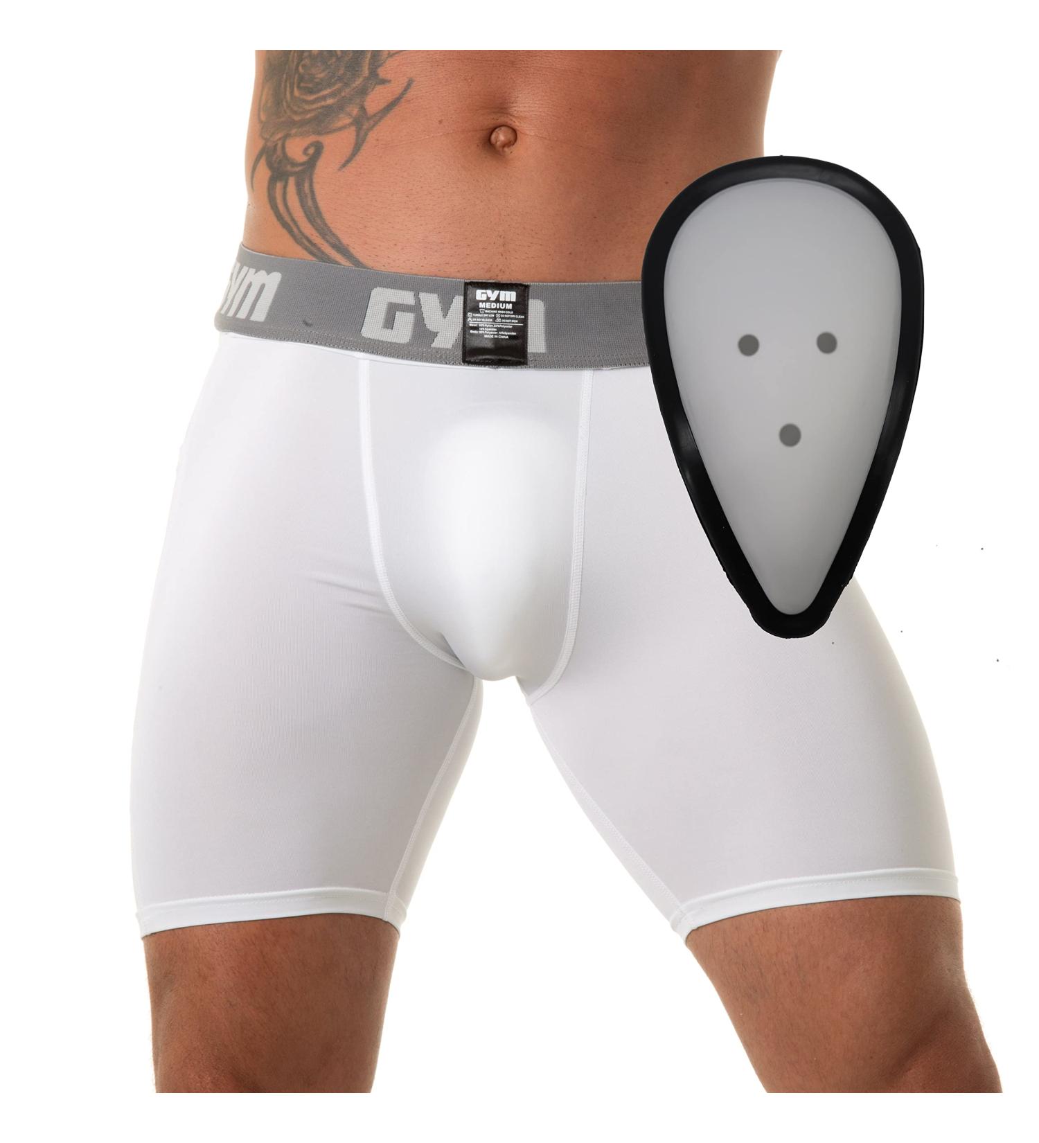 Gym Men's Sports Compression Shorts with Hard Cup Included - 4X-Large White - Buy Online on GoSupps.com