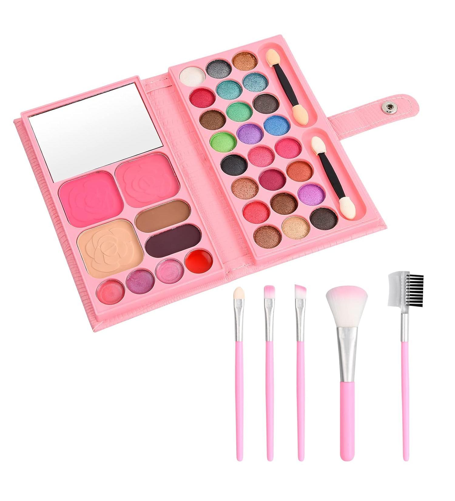 Kioiner 33 Colors Makeup Palette Set for Kids All in One Makeup Kit with 5 pcs Makeup Brushes for Girls with Eyeshadows Lipstick Blush Eyebrow Powder Shading Powder Small Makeup Brushes Mirror - Buy Online on GoSupps.com