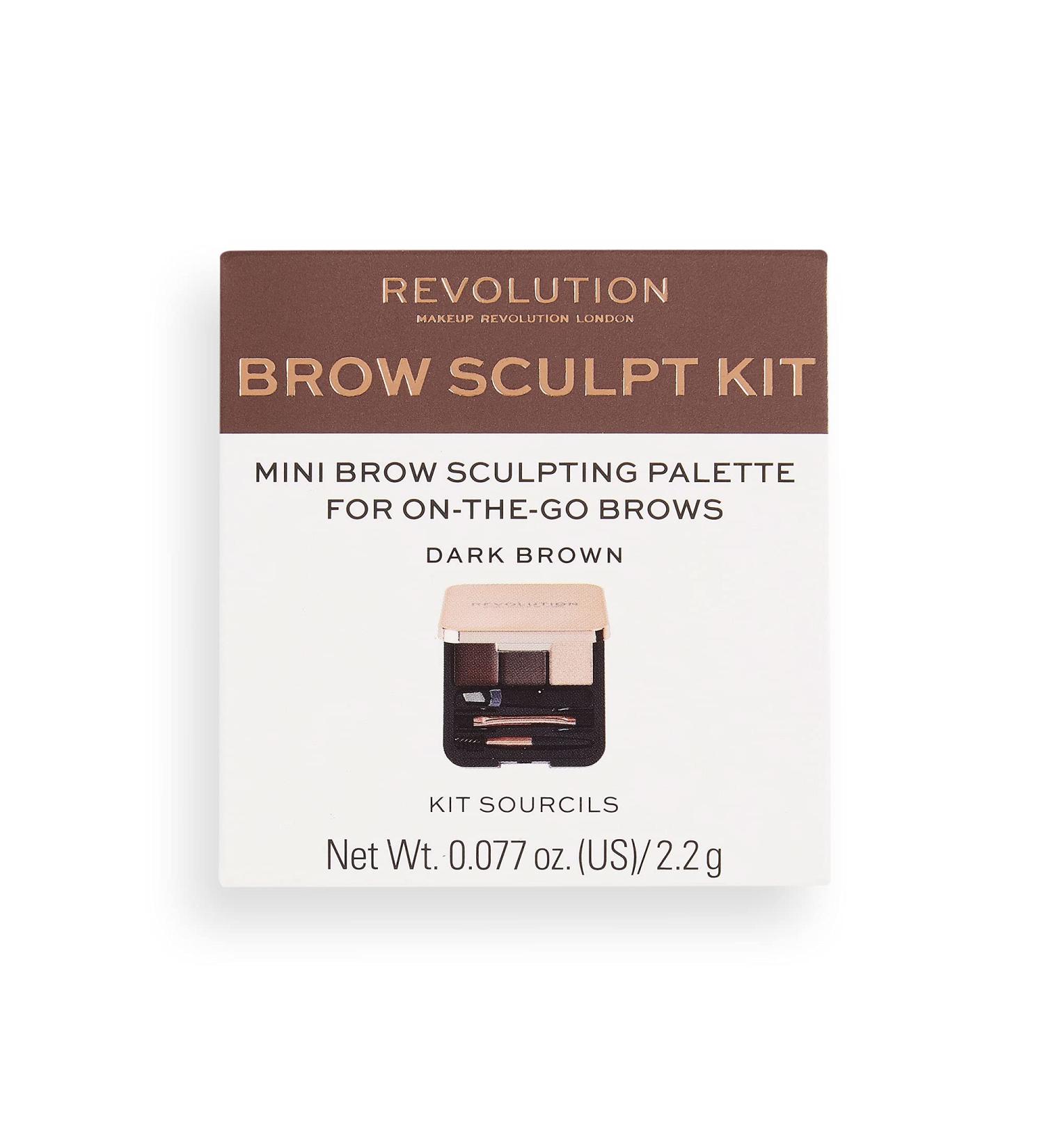 Makeup Revolution Eyebrow Kit - Vegan & Cruelty-Free Brow Palette for Perfect Brows (Dark 0.077oz/2.2g) - Buy Online on GoSupps.com