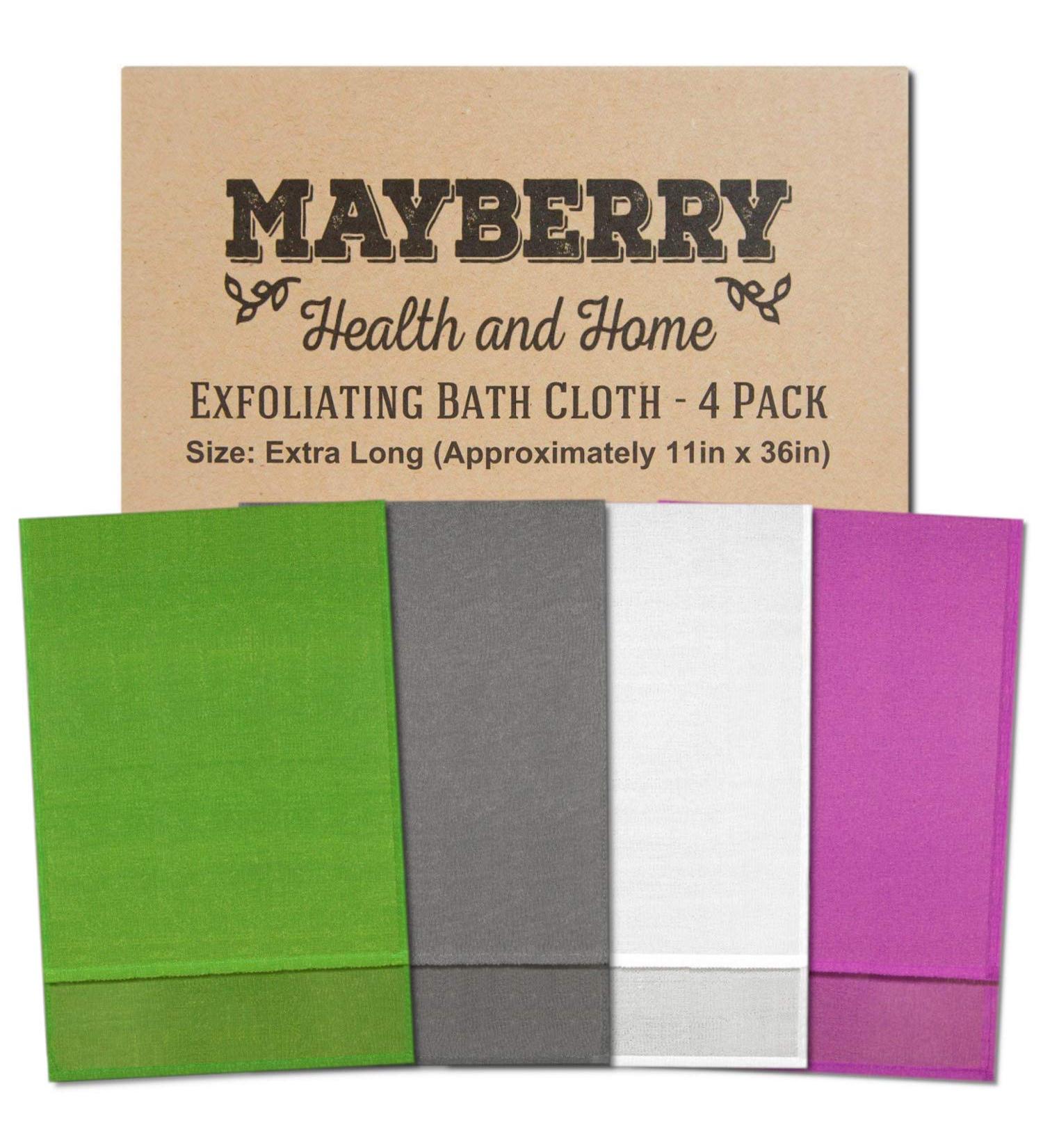 36 Exfoliating Bath Cloth/Towel Set (4 Pack) - Gray, White, Green, Lavender | Nylon, Stitched for Durability - Buy Online on GoSupps.com