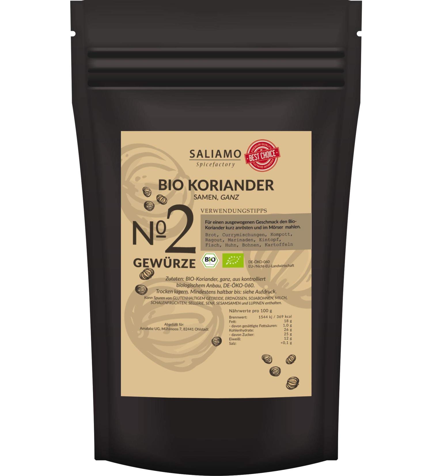 250g ORGANIC coriander whole coriander seeds whole coriander floral unique taste | Saliamo 250.0 grams